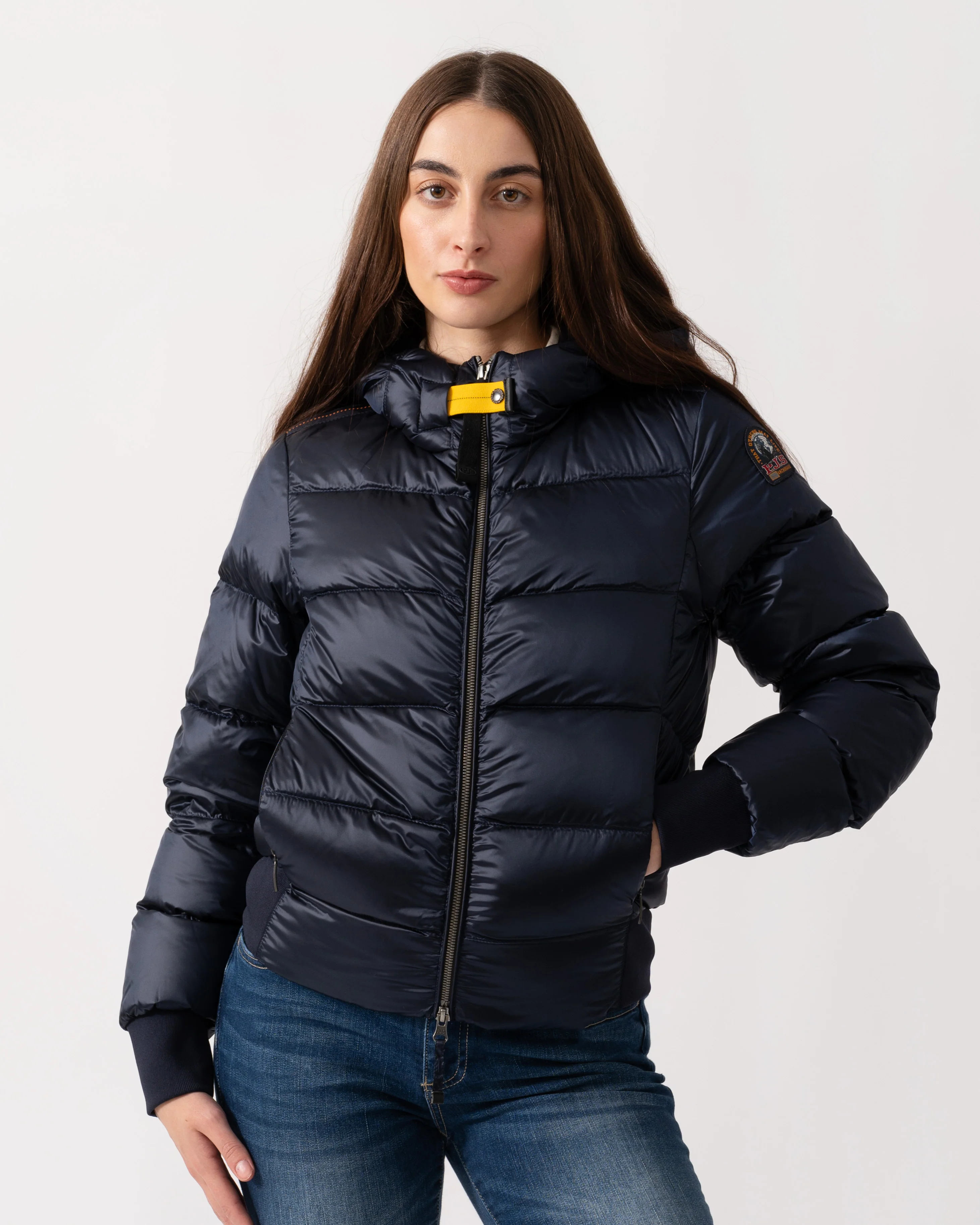 Parajumpers Mariah Womens Hooded Down Bomber - Blue Navy 316 - Image 3