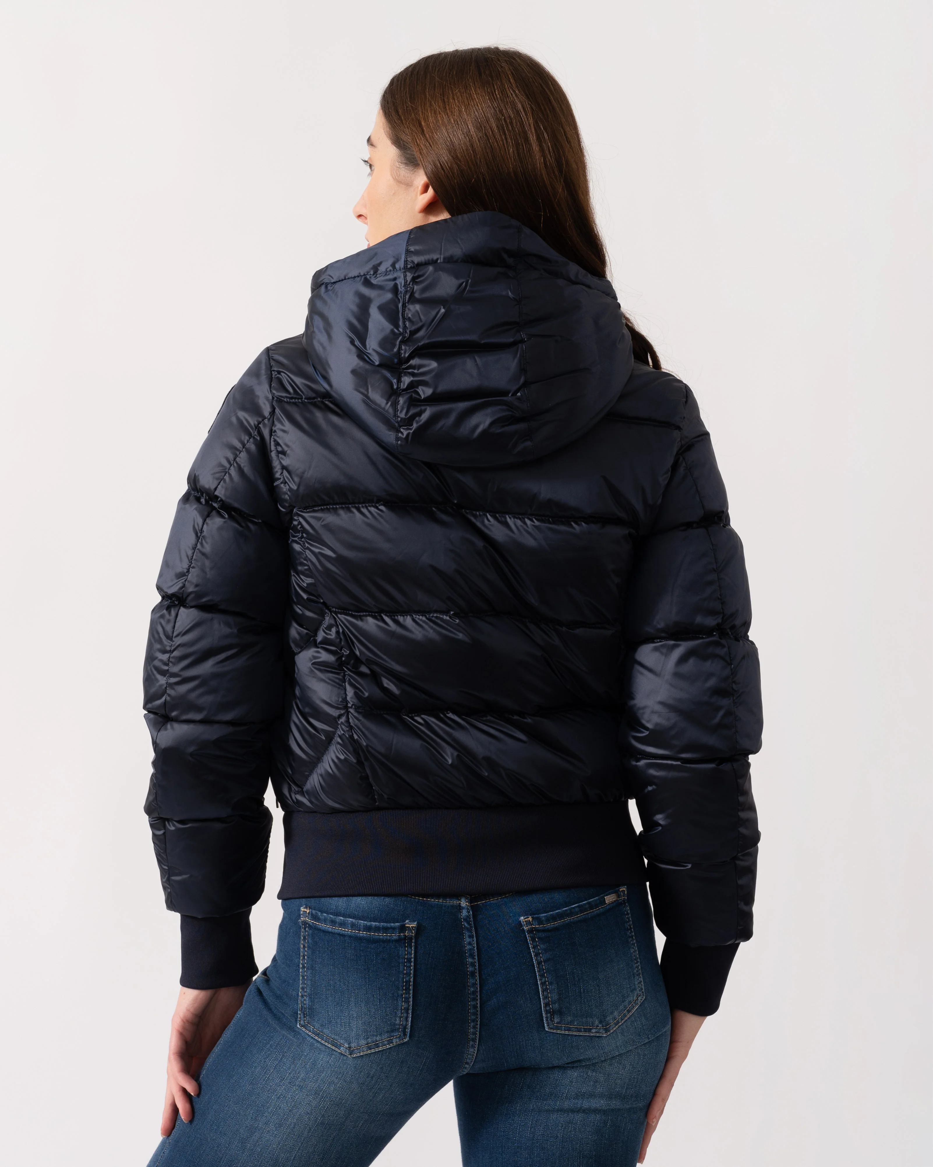 Parajumpers Mariah Womens Hooded Down Bomber - Blue Navy 316 - Image 4
