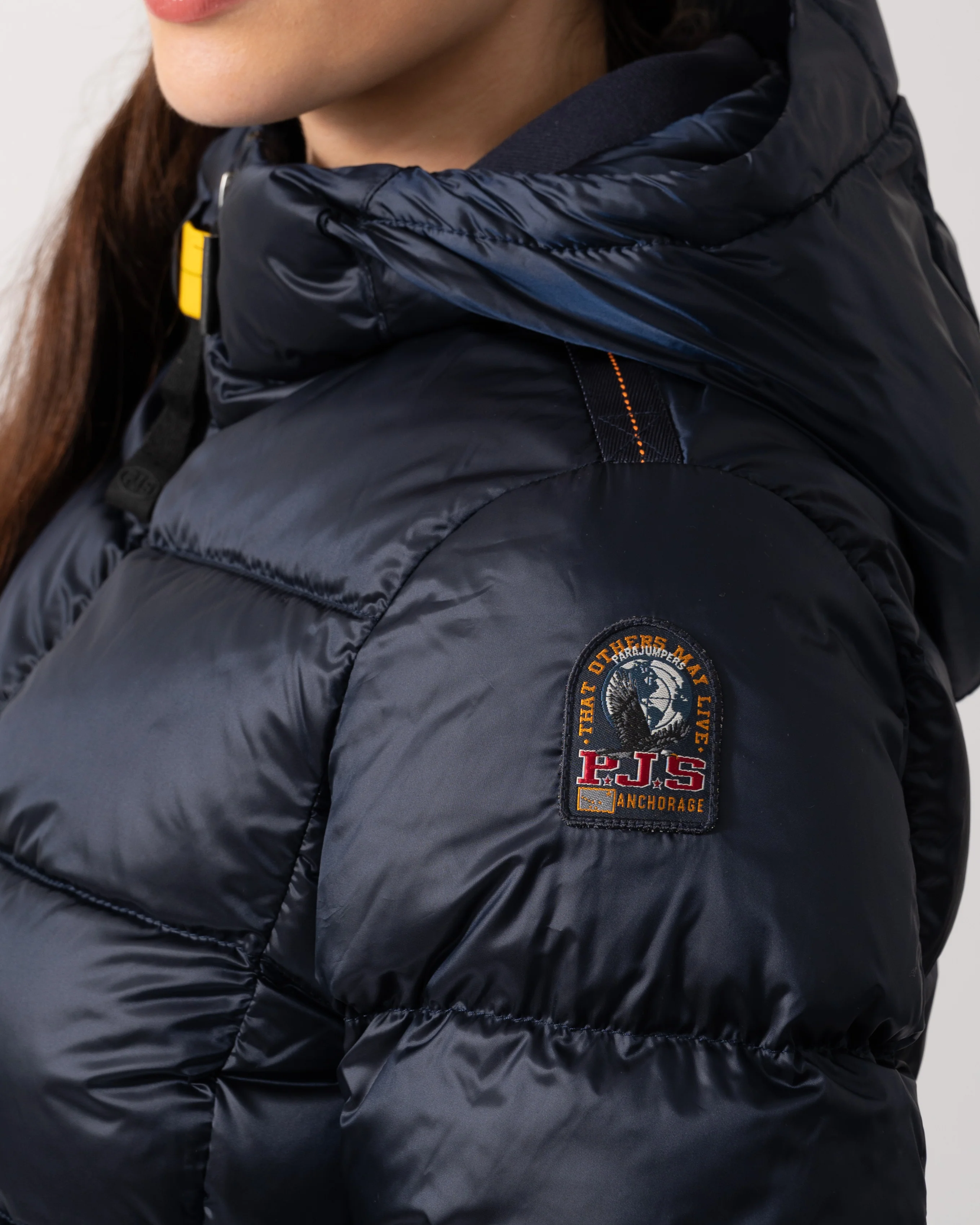 Parajumpers Mariah Womens Hooded Down Bomber - Blue Navy 316 - Image 5