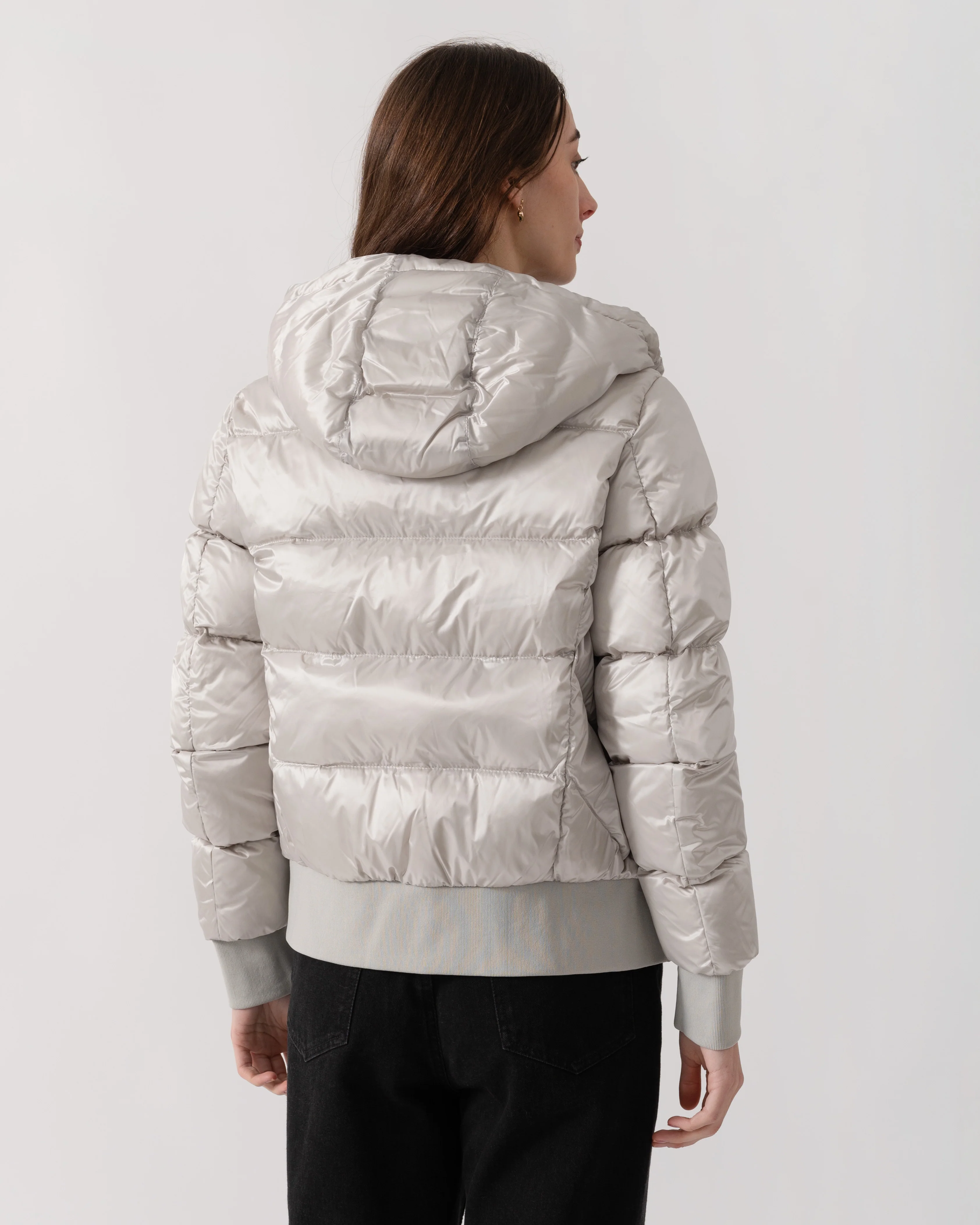 Parajumpers Mariah Womens Hooded Down Bomber - Silver-Grey 773 - Image 4