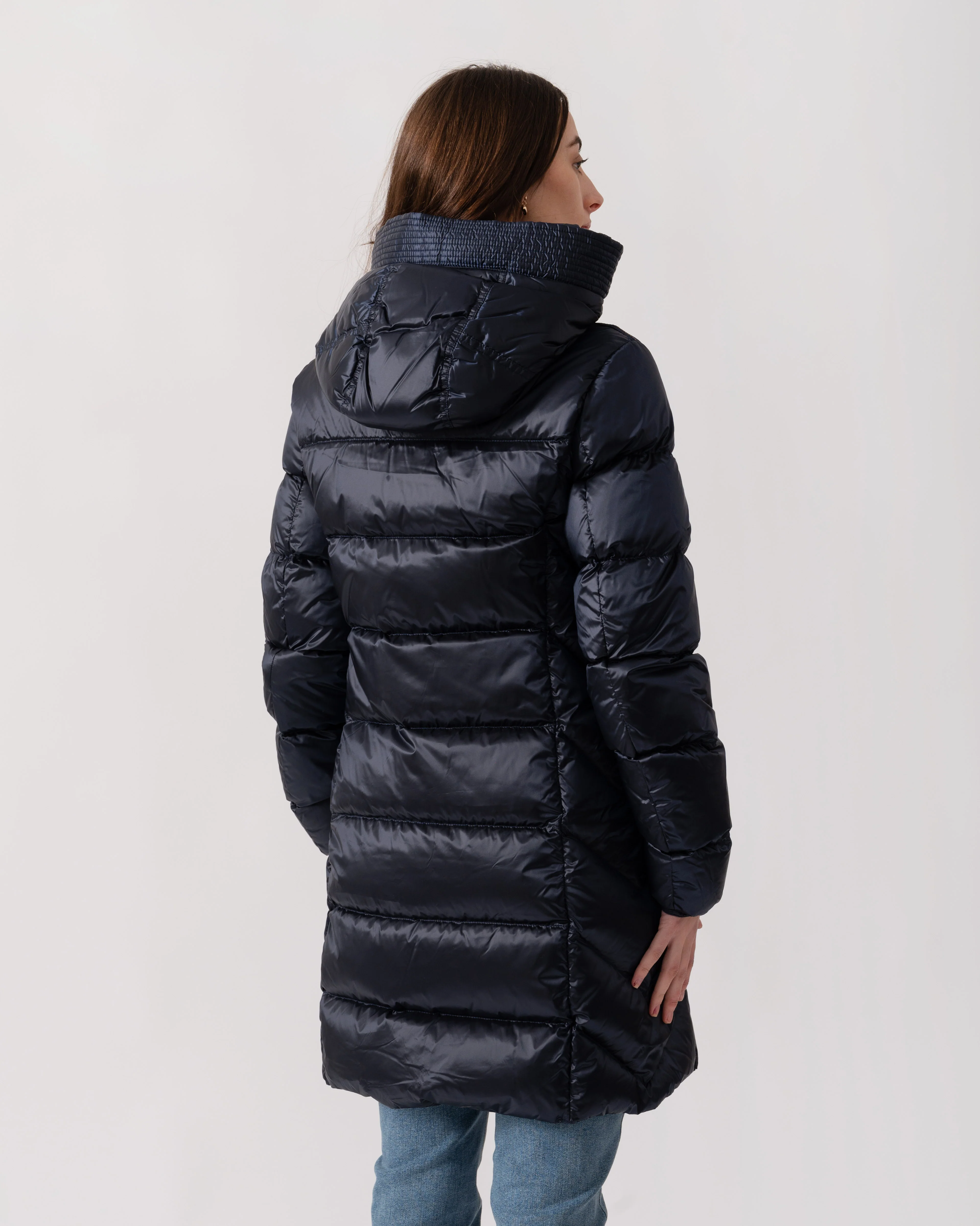Parajumpers Marion Womens Hooded Down Jacket - Blue Navy 316 - Image 4