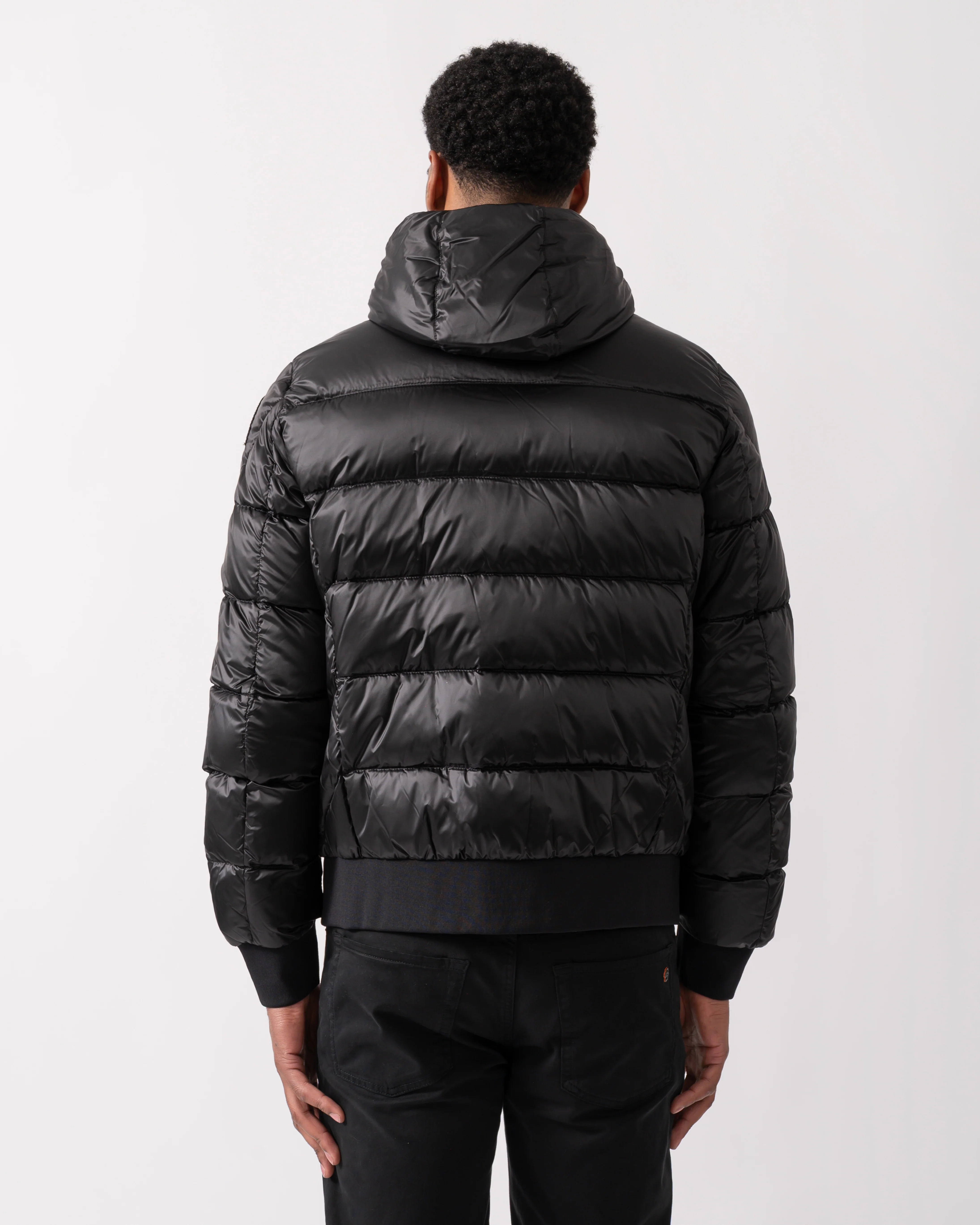 Parajumpers Pharrell Mens Hooded Down Bomber - Black 541 - Image 5
