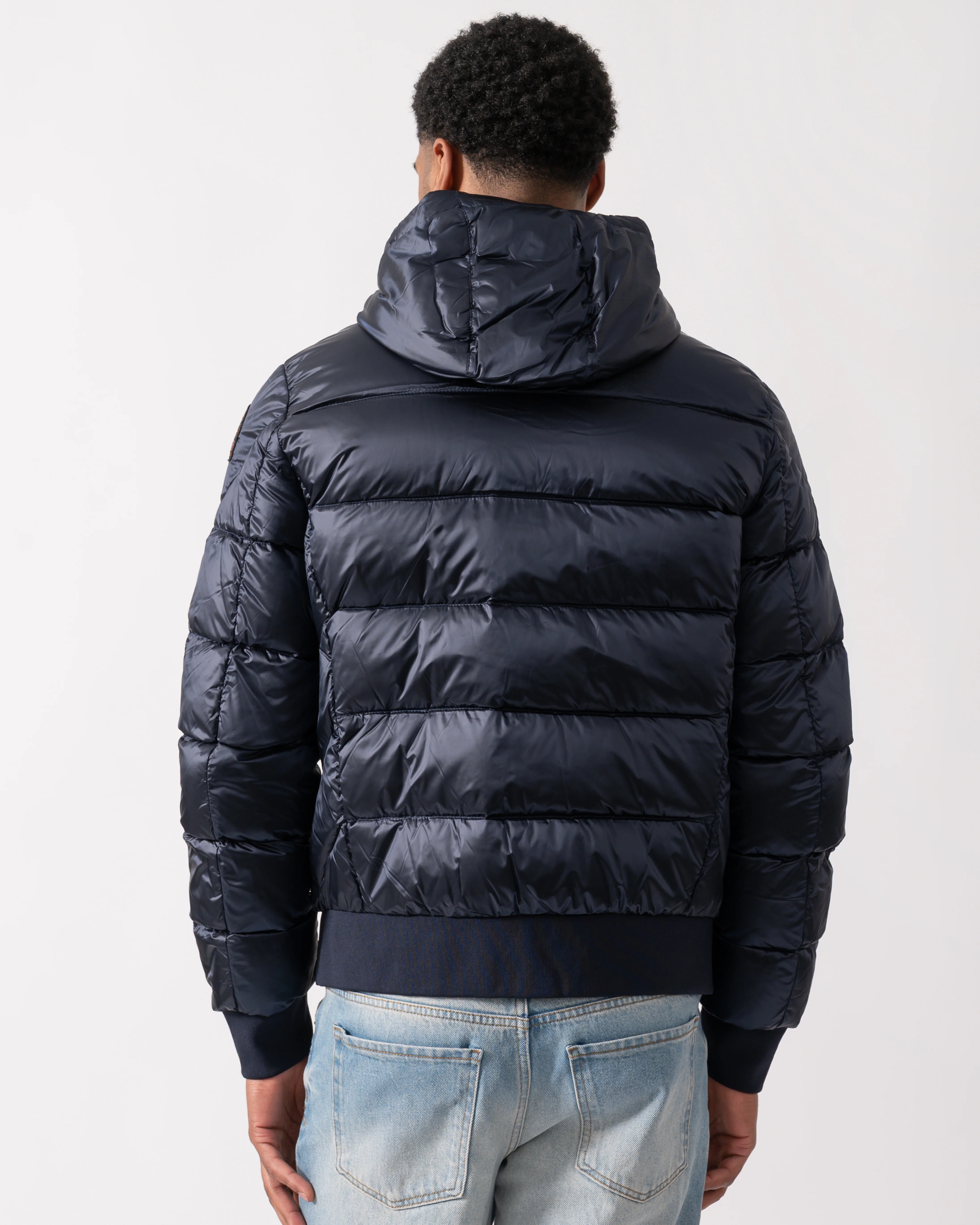 Parajumpers Pharrell Mens Hooded Down Bomber - Blue Navy 316 - Image 5