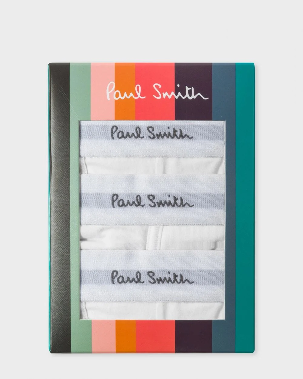 Paul Smith 3 Pack Mens Plain Trunks with Script Logo Waistband - 01 White - Image 3
