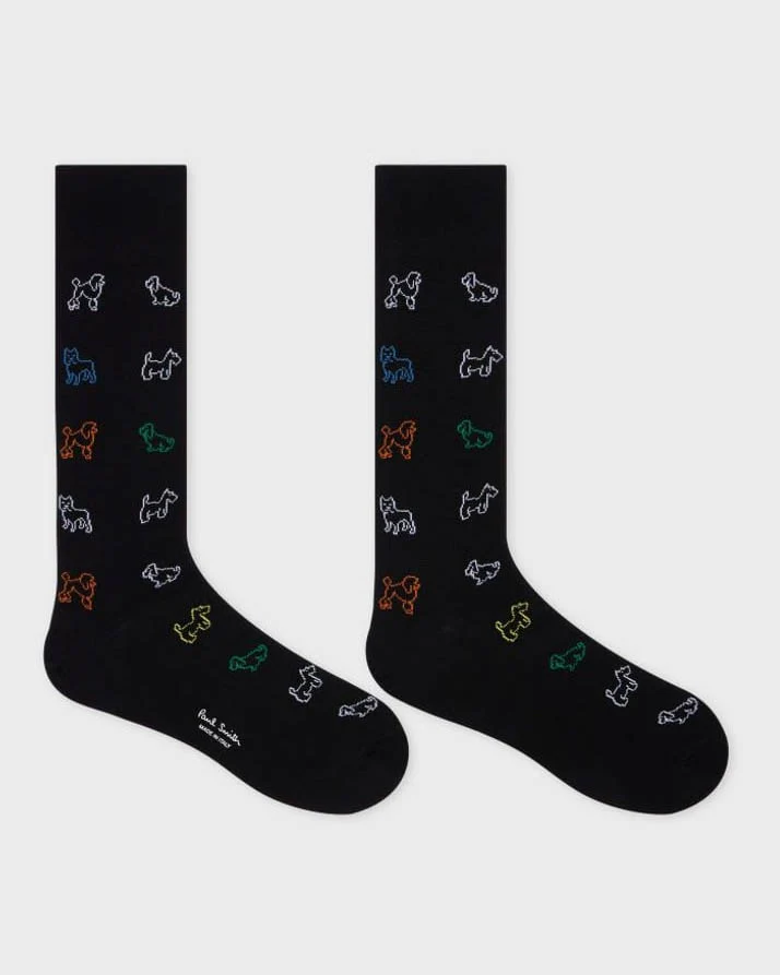 Paul Smith 3-Pack Mens Spot/Stripe/Dog Pattern Socks - 79 Black - Image 4