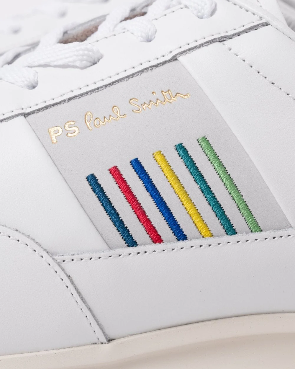 Paul Smith Dover Sports Stripe Mens Leather Trainers - 01 White - Image 4