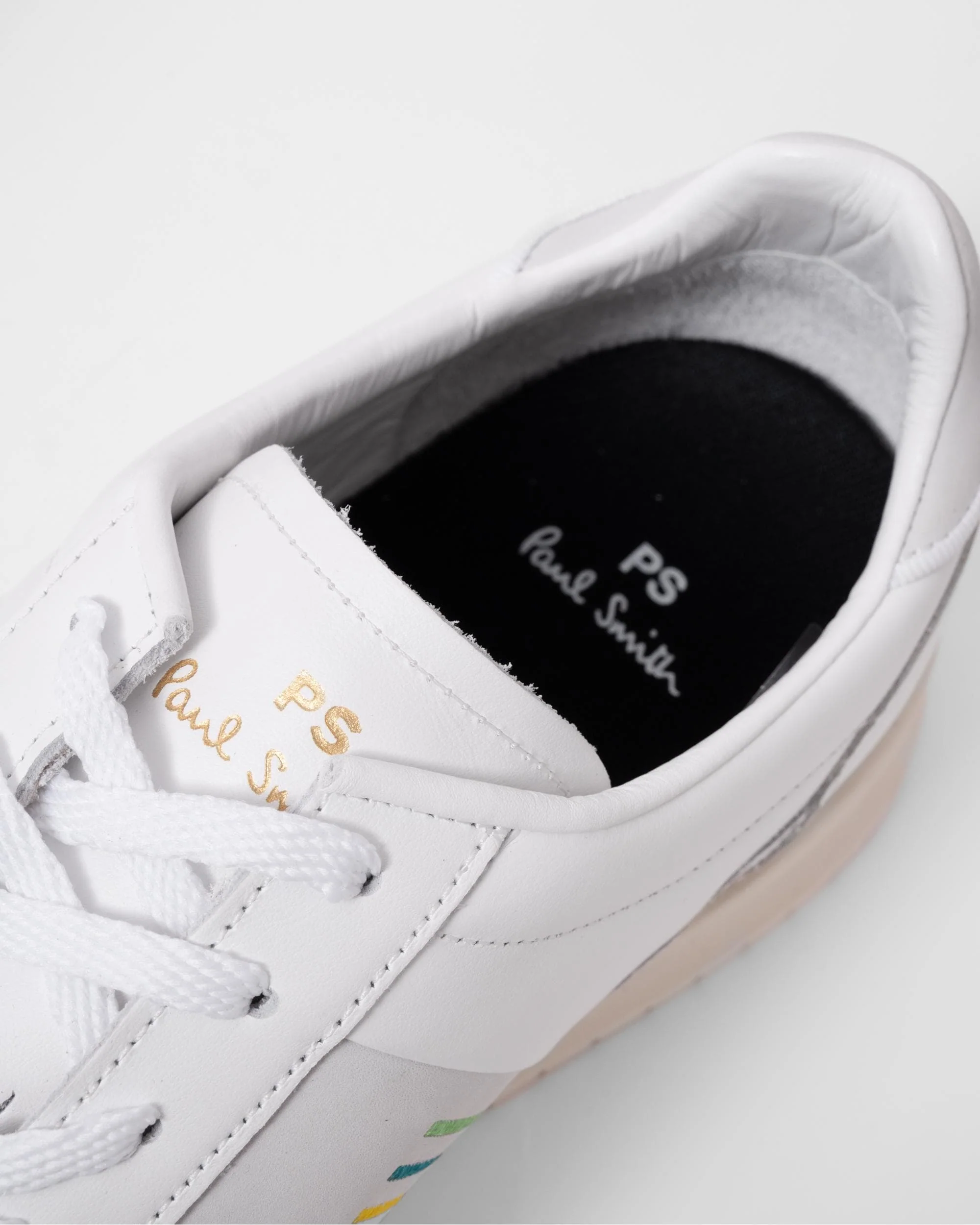 Paul Smith Dover Sports Stripe Mens Leather Trainers - 01 White - Image 6