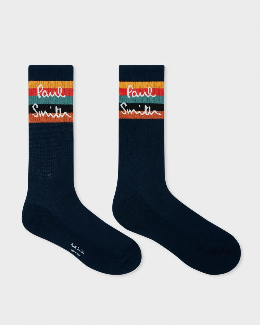 Paul Smith Mens Artist Stripe Logo Socks - 47 Navy - Image 2
