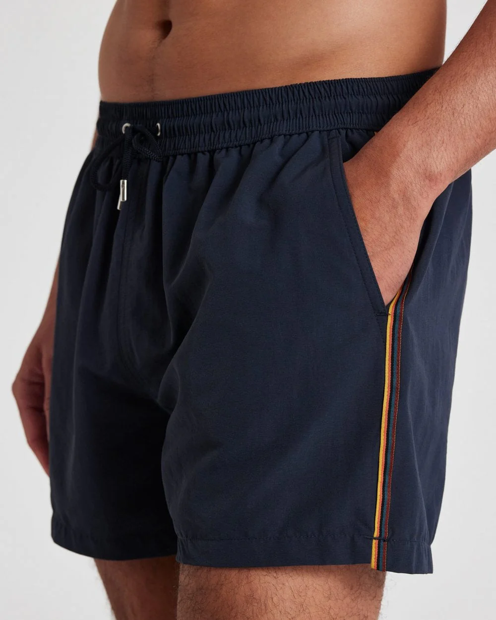 Paul Smith Mens Black Swim Shorts With Artist Stripe Trim - 47 Navy - Image 3