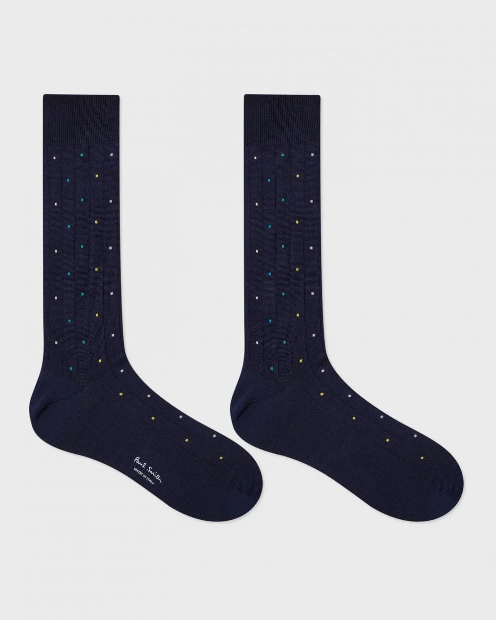 Paul Smith Mens Cotton-Blend Multi Colour Polka Dot Socks - 47 Navy - Image 3