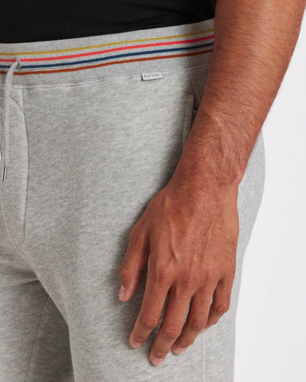 Paul Smith Mens Cotton Jersey Lounge Pants with Artist Stripe Waistband - 70 Grey - Image 2