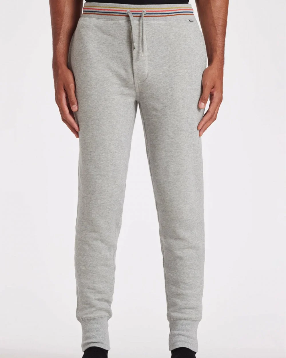 Paul Smith Mens Cotton Jersey Lounge Pants with Artist Stripe Waistband - 70 Grey - Image 3