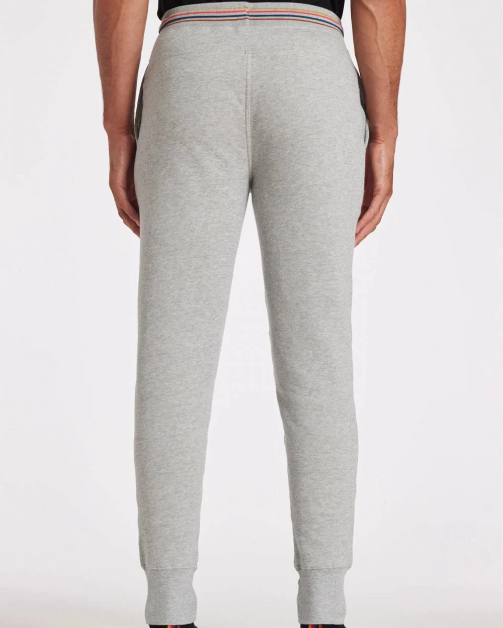 Paul Smith Mens Cotton Jersey Lounge Pants with Artist Stripe Waistband - 70 Grey - Image 4