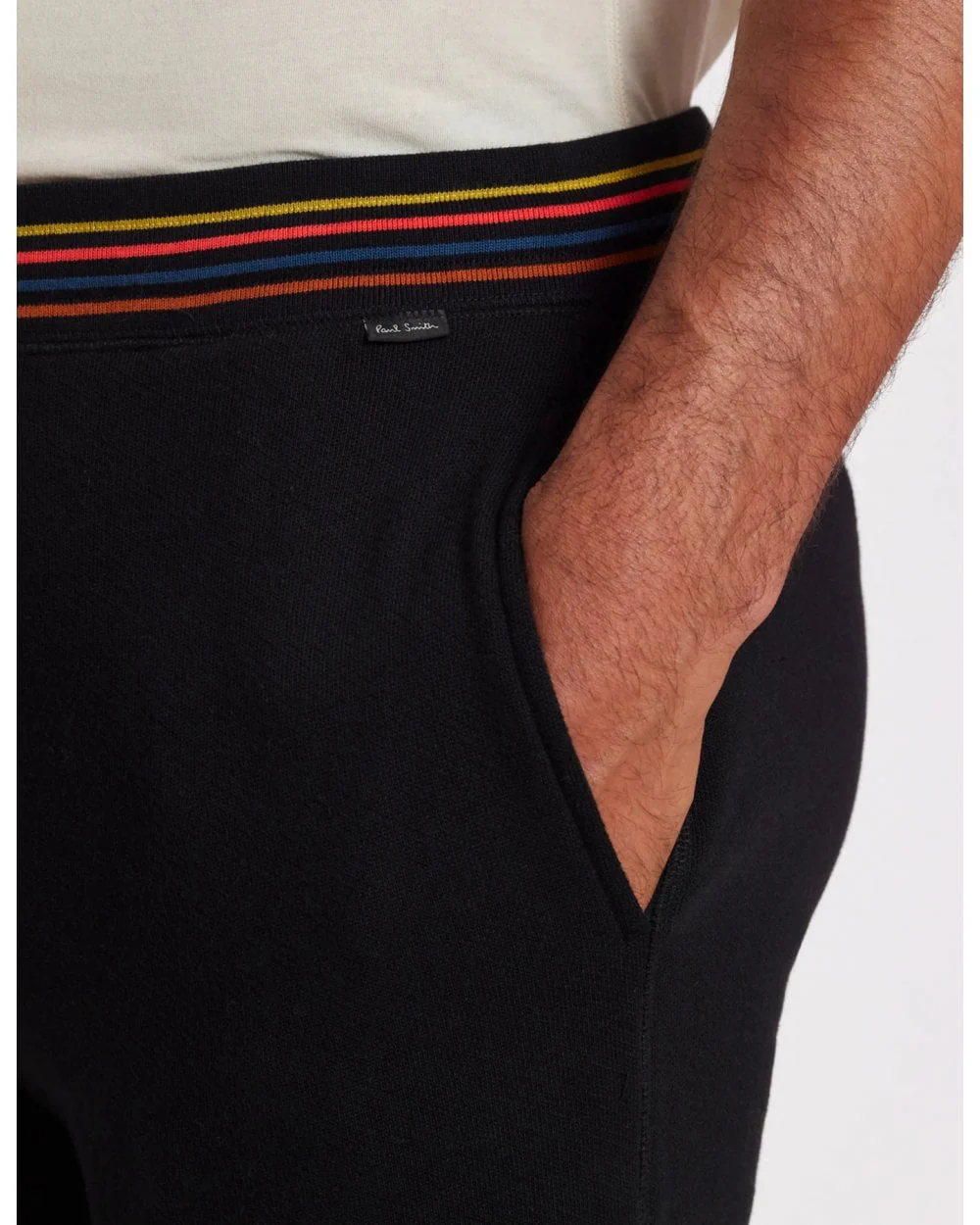 Paul Smith Mens Cotton Jersey Lounge Pants with Artist Stripe Waistband - 79 Black - Image 2