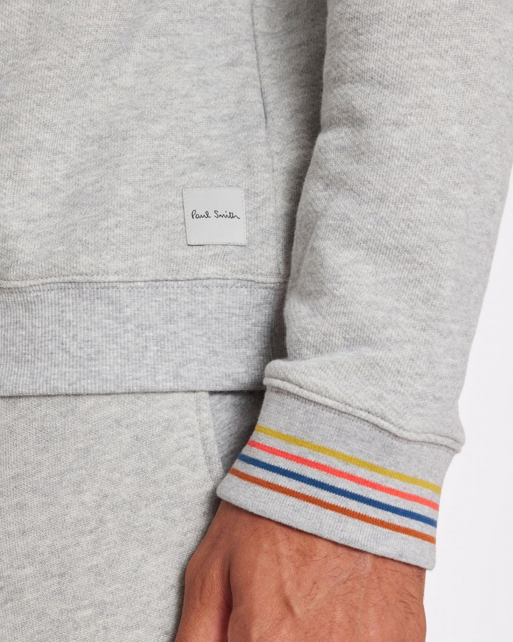 Paul Smith Mens Long Sleeve Lounge Top with Artist Stripe Cuffs - 70 Grey - Image 3