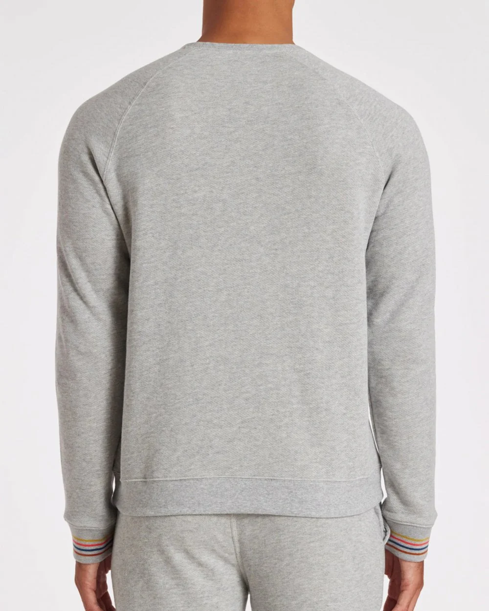 Paul Smith Mens Long Sleeve Lounge Top with Artist Stripe Cuffs - 70 Grey - Image 4