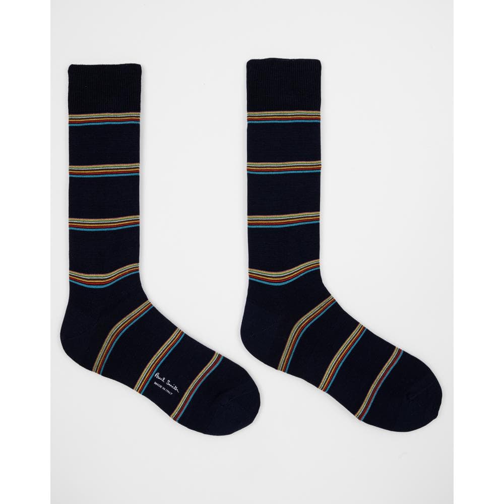 Paul Smith Mens Multi Signature Stripe Socks - 47 Navy - Image 2
