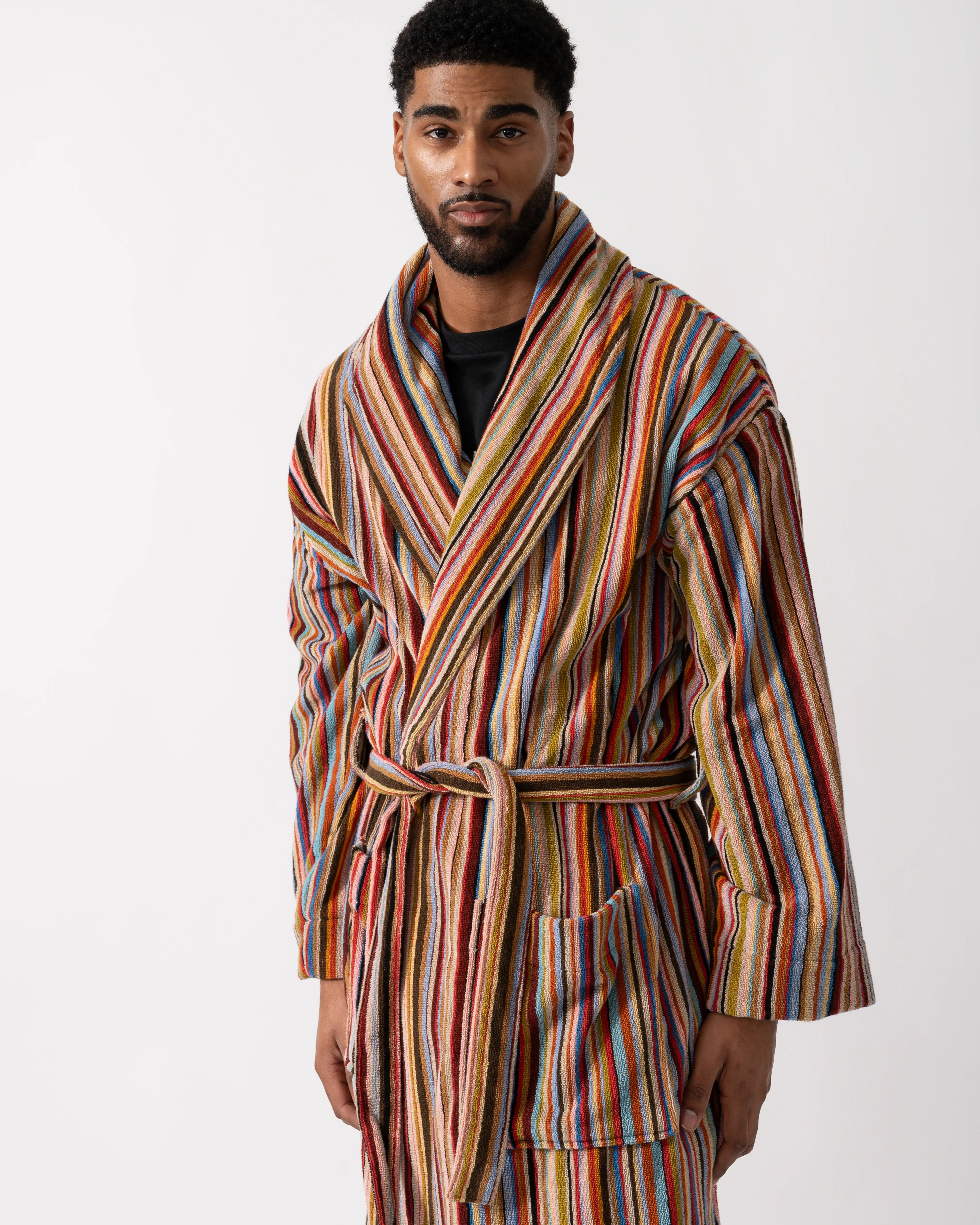 Paul Smith Mens Signature Stripe Dressing Gown - 92 Multicolour - Image 4