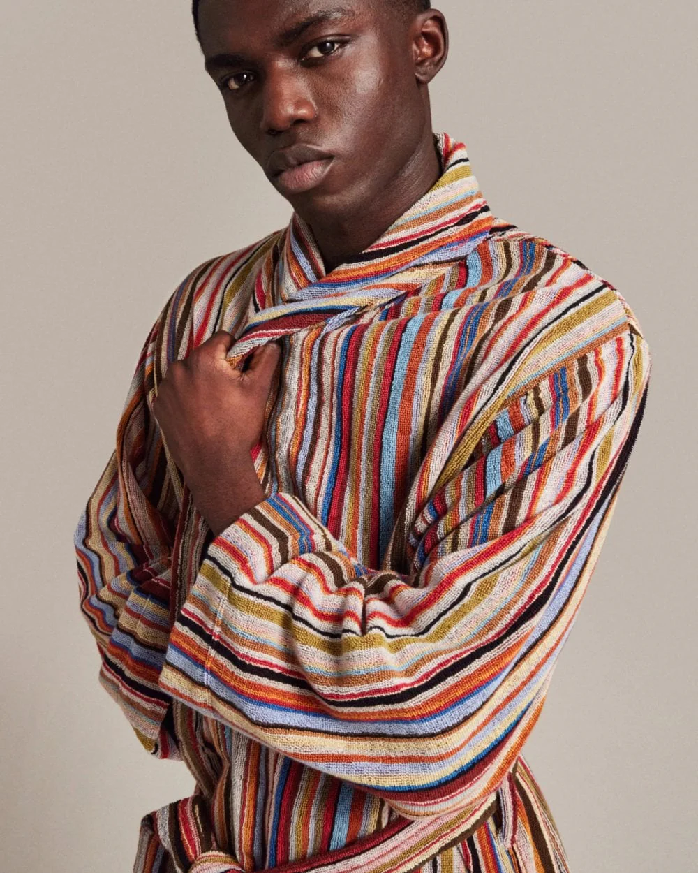 Paul Smith Mens Signature Stripe Woven Cotton Dressing Gown - Image 3