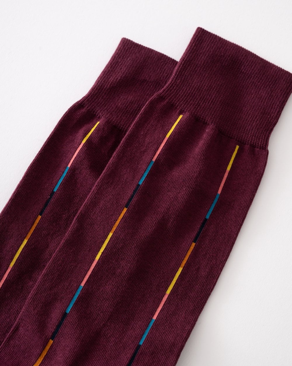 Paul Smith Mens Thin Artist Stripe Socks - 28 Burgundy - Image 2