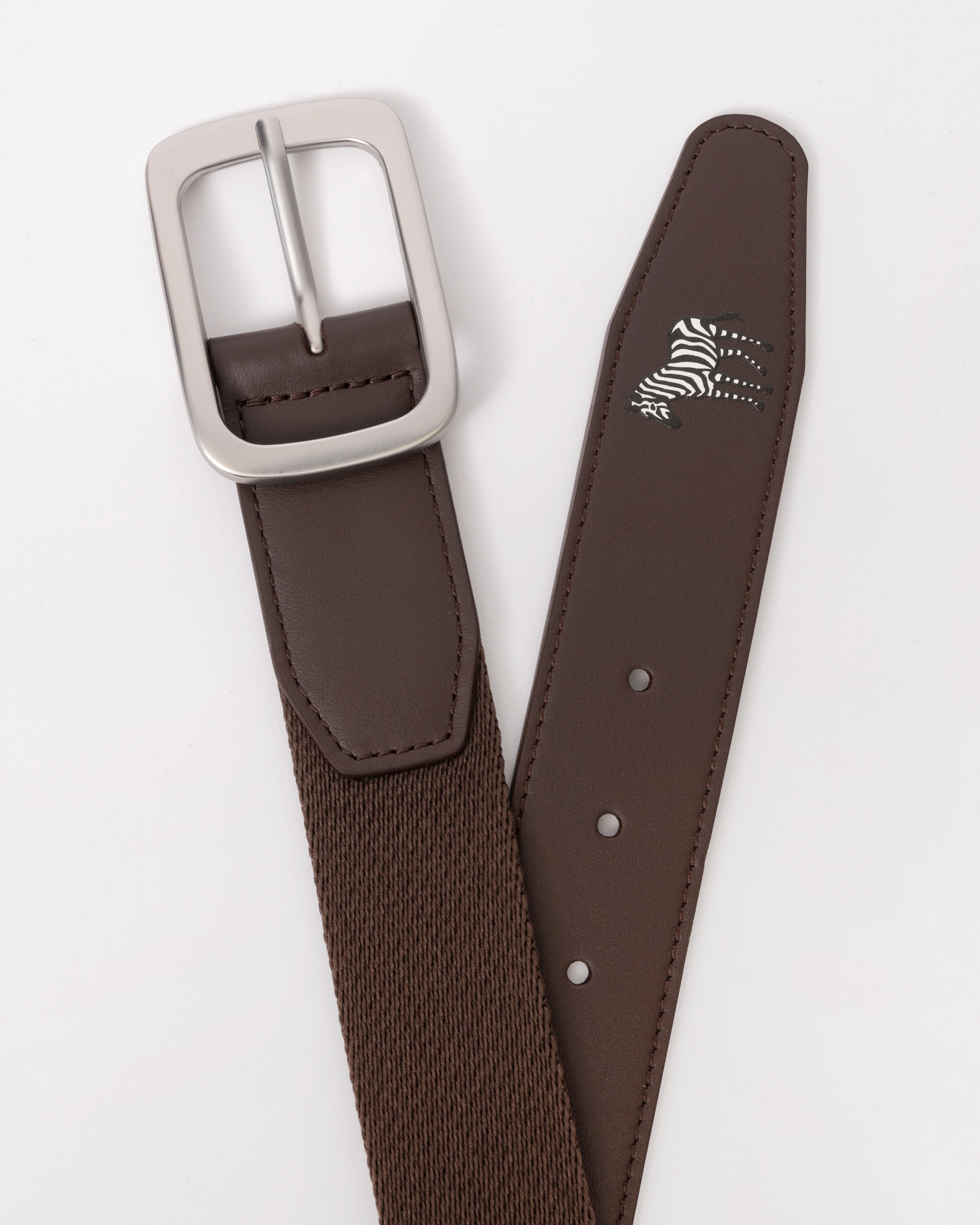 Paul Smith Mens Zebra Webbing Belt - 66 Chocolate - Image 2
