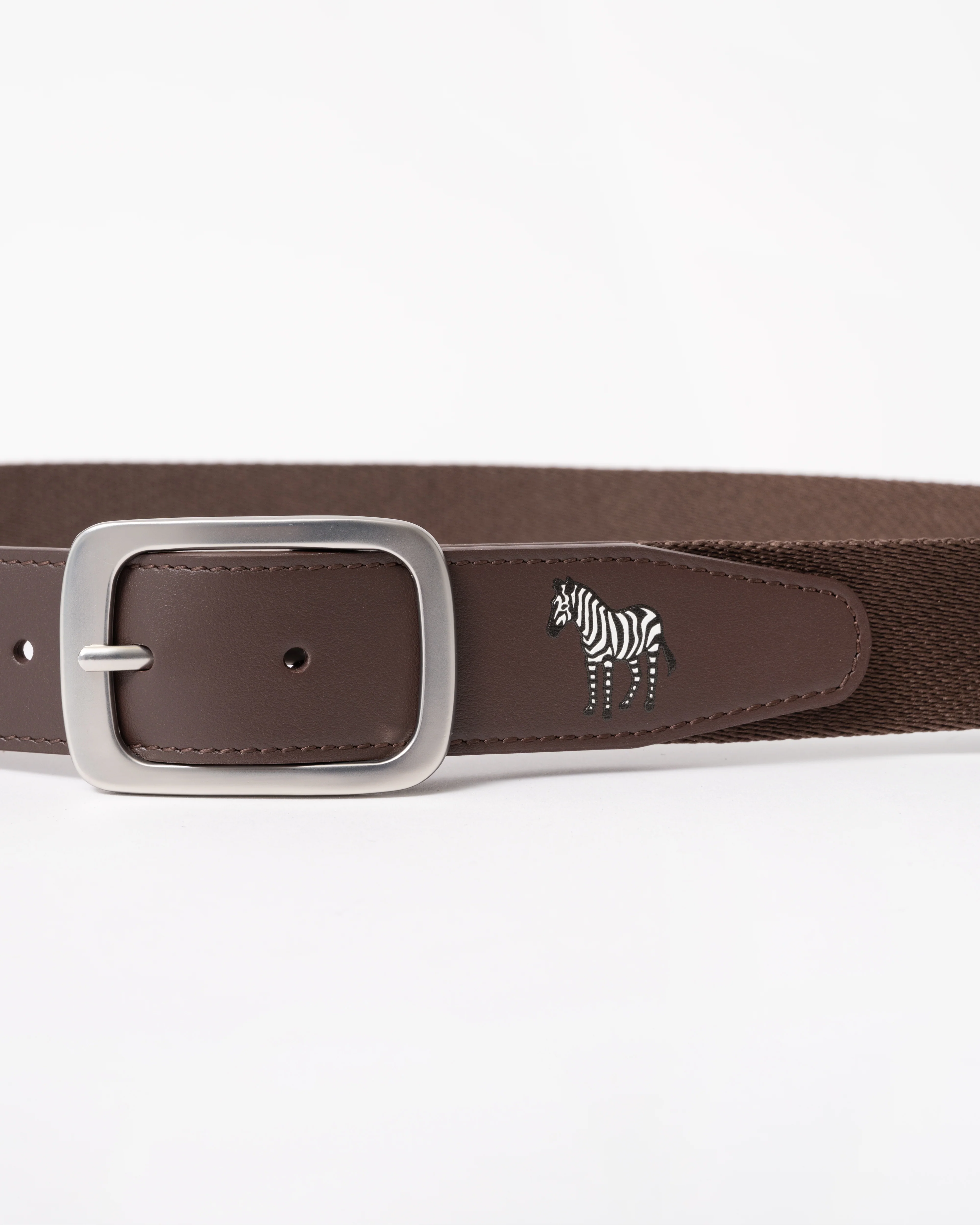 Paul Smith Mens Zebra Webbing Belt - 66 Chocolate - Image 3