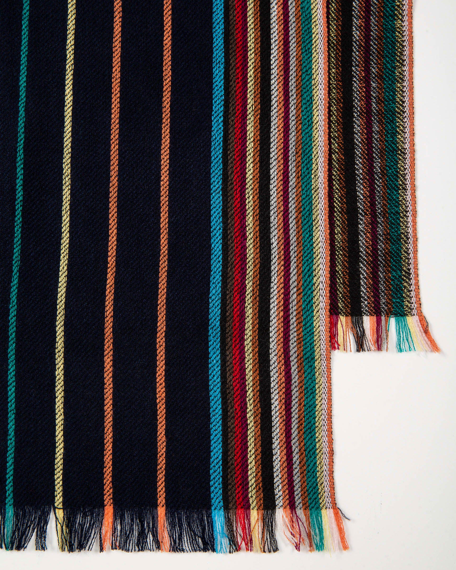 Paul Smith Wool-Silk Signature Stripe Scarf - 47 Navy - Image 2