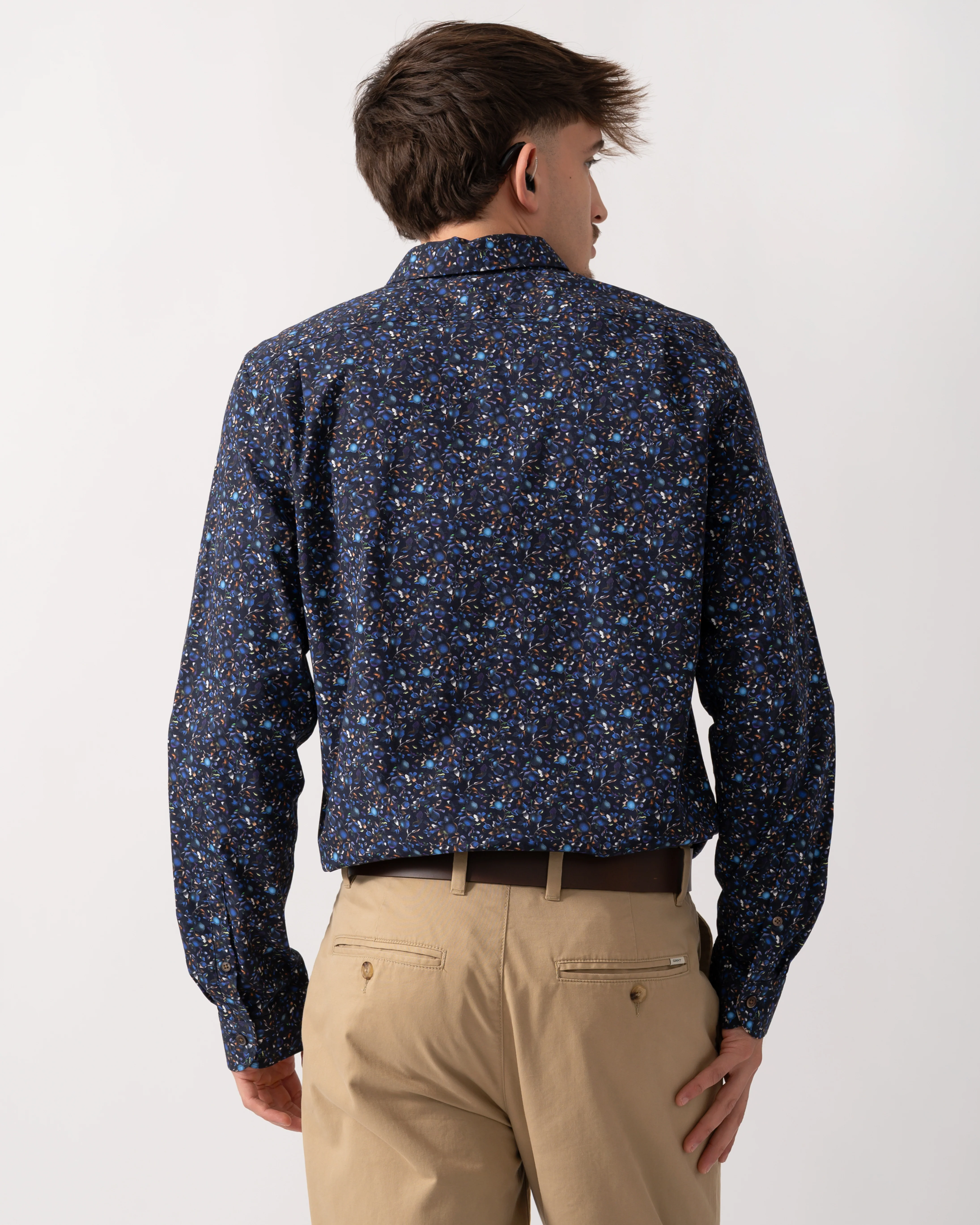 PS Paul Smith Mens Long Sleeve Tailored Fit Floral Shirt - 49 Very Dark Navy - Image 4