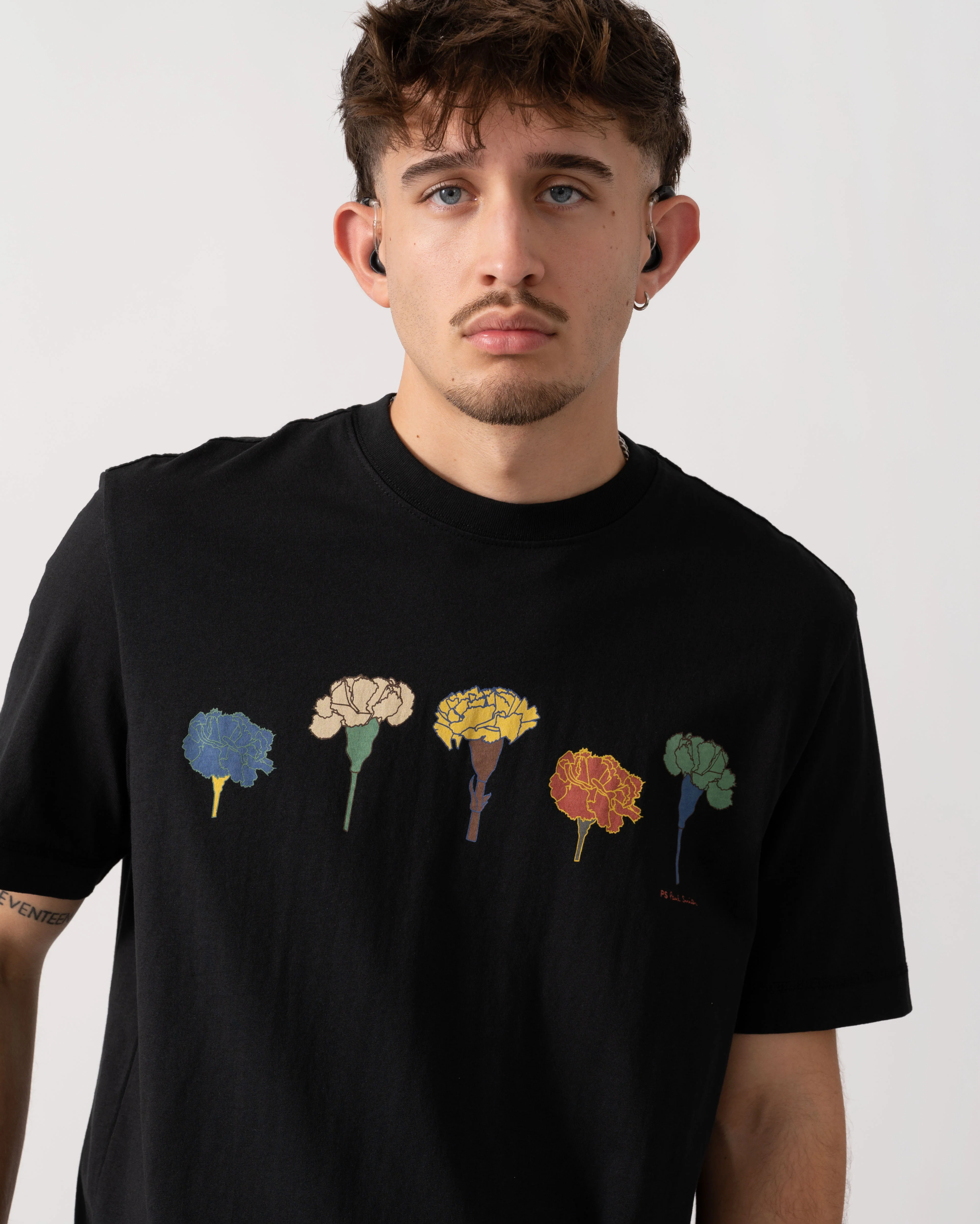 PS Paul Smith Mens Casual Fit Carnation Line T-Shirt - 79 Black - Image 3