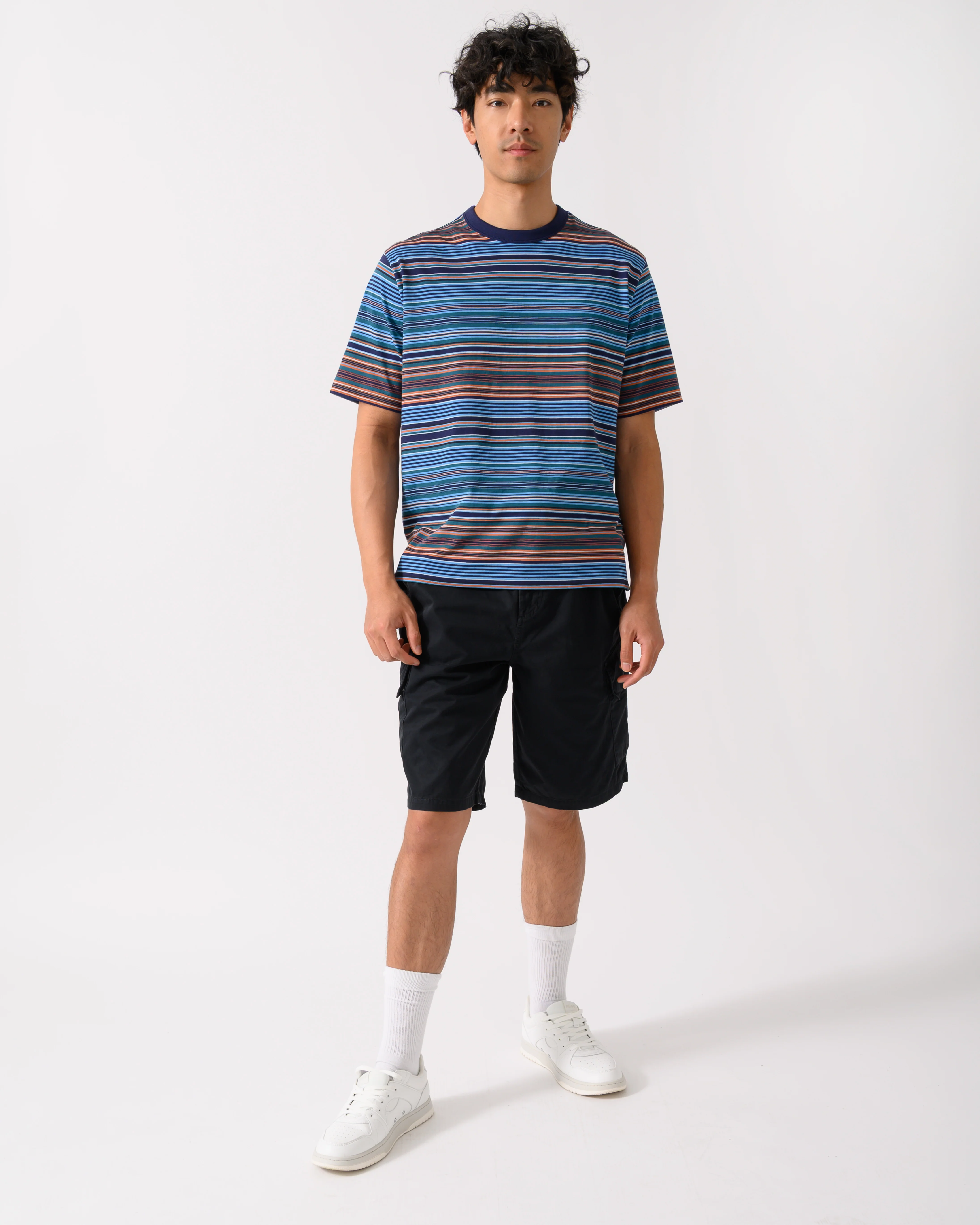 PS Paul Smith Mens Casual Fit Multi Stripe T-Shirt - 45 Cobalt Blue - Image 2