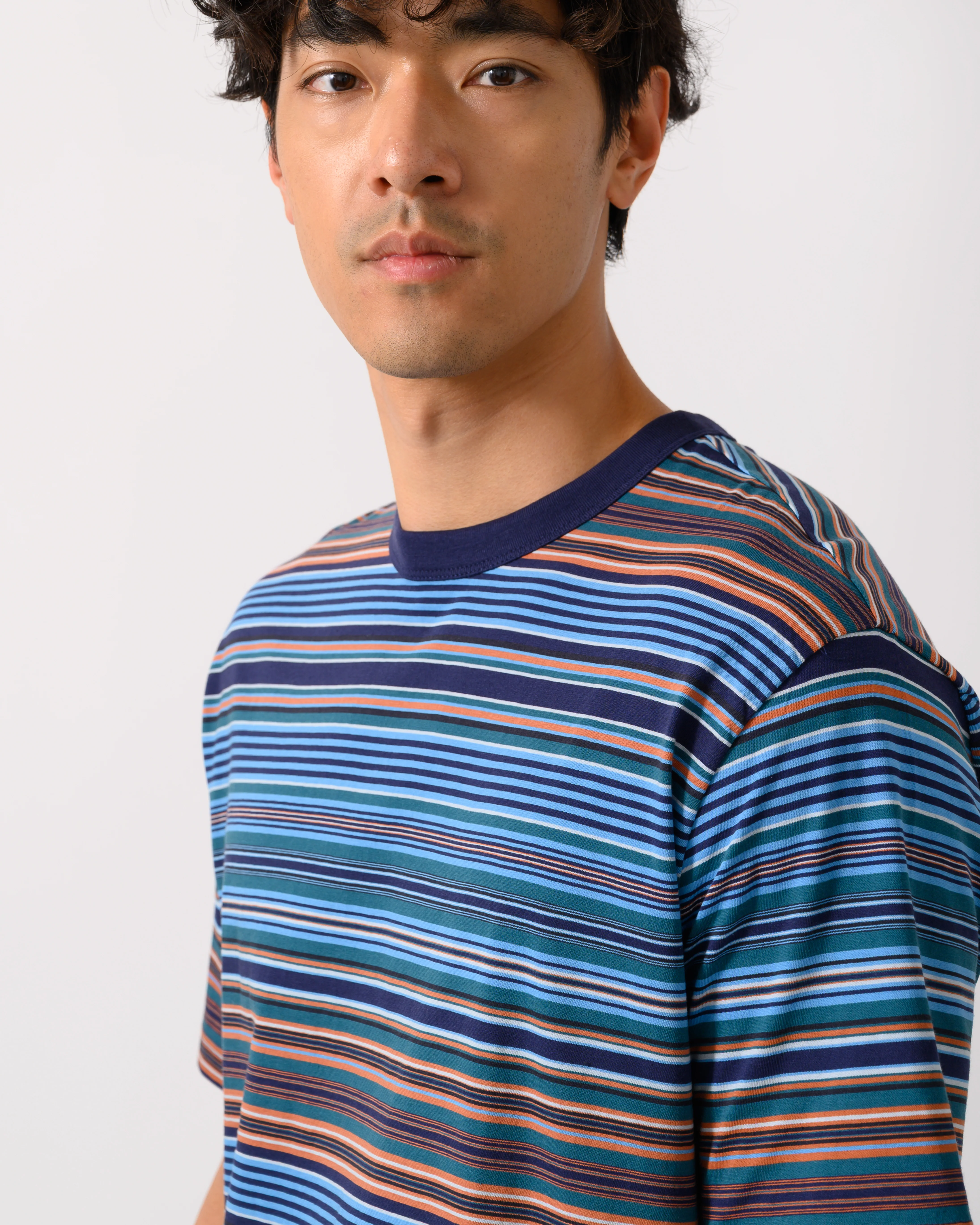 PS Paul Smith Mens Casual Fit Multi Stripe T-Shirt - 45 Cobalt Blue - Image 3