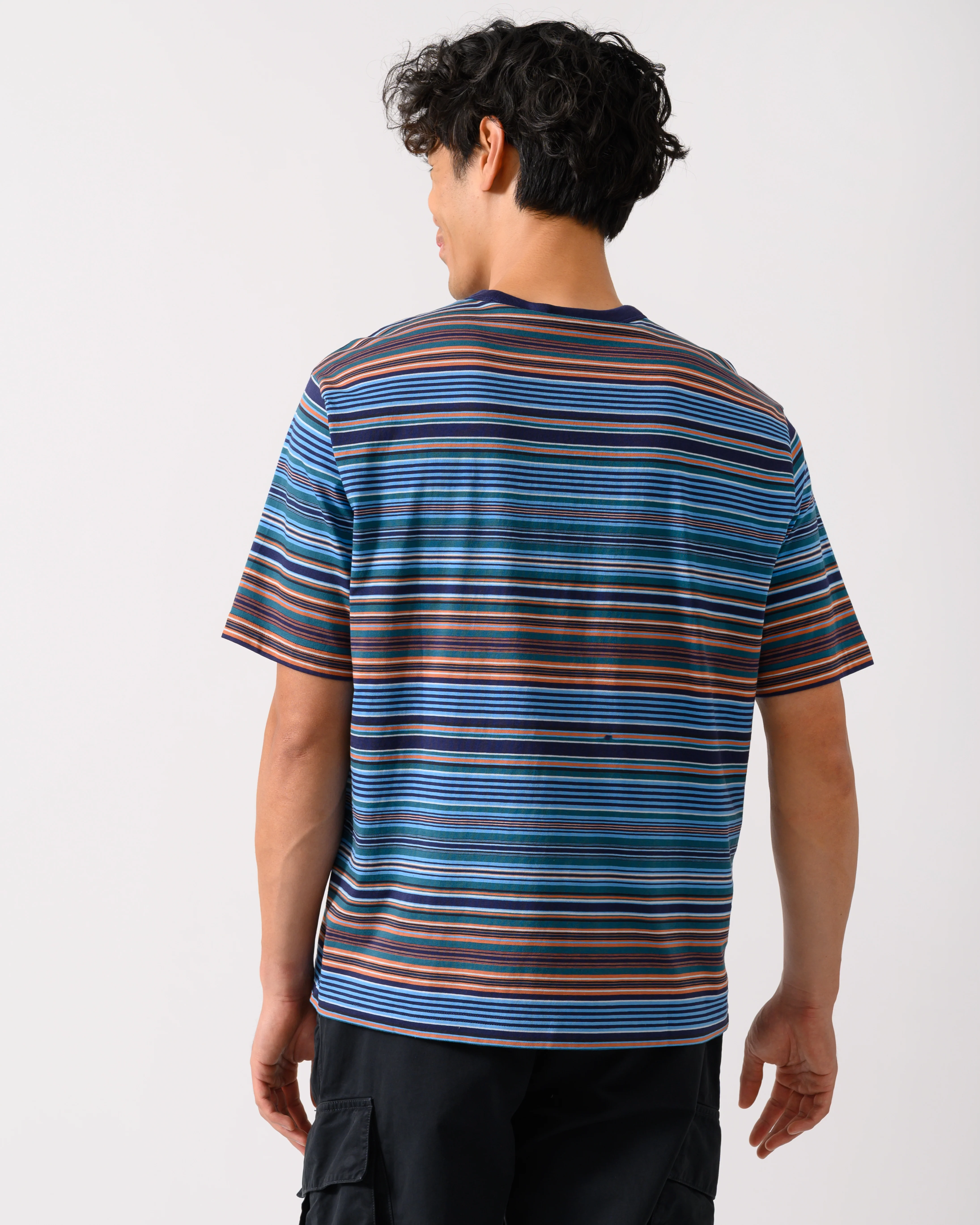 PS Paul Smith Mens Casual Fit Multi Stripe T-Shirt - 45 Cobalt Blue - Image 4