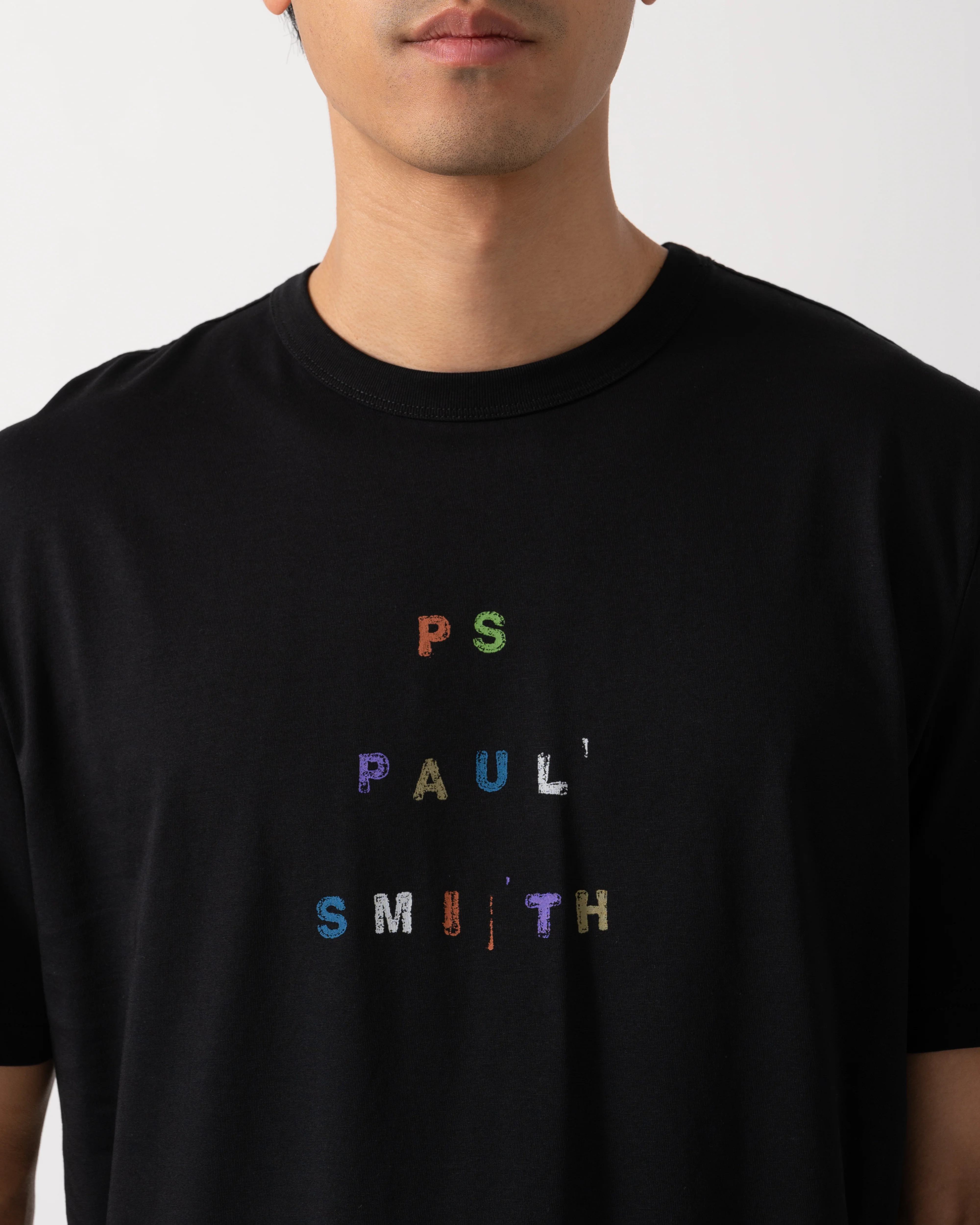 PS Paul Smith Mens Casual Fit Multicolour Text T-Shirt - 79 Black - Image 2