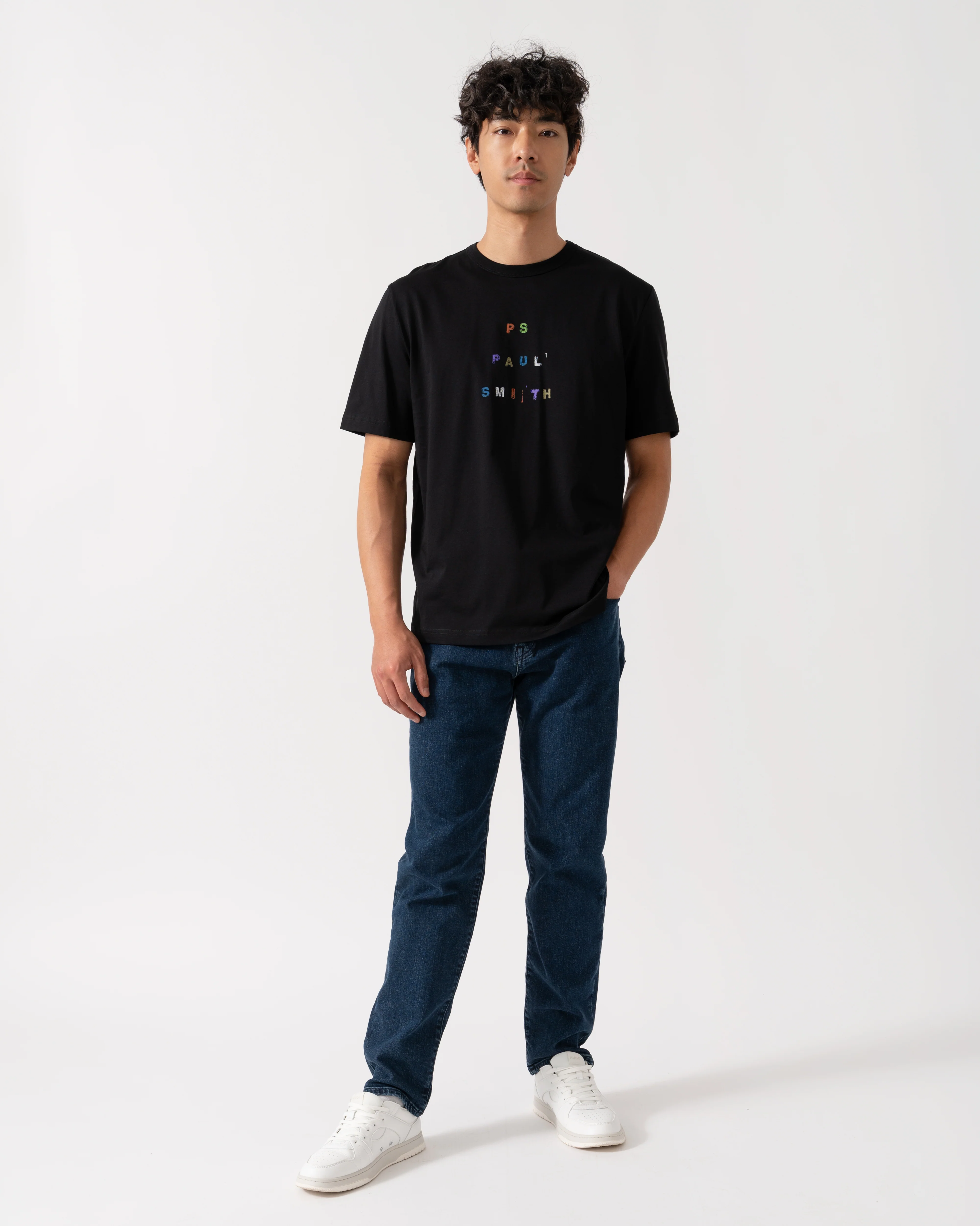 PS Paul Smith Mens Casual Fit Multicolour Text T-Shirt - 79 Black - Image 3