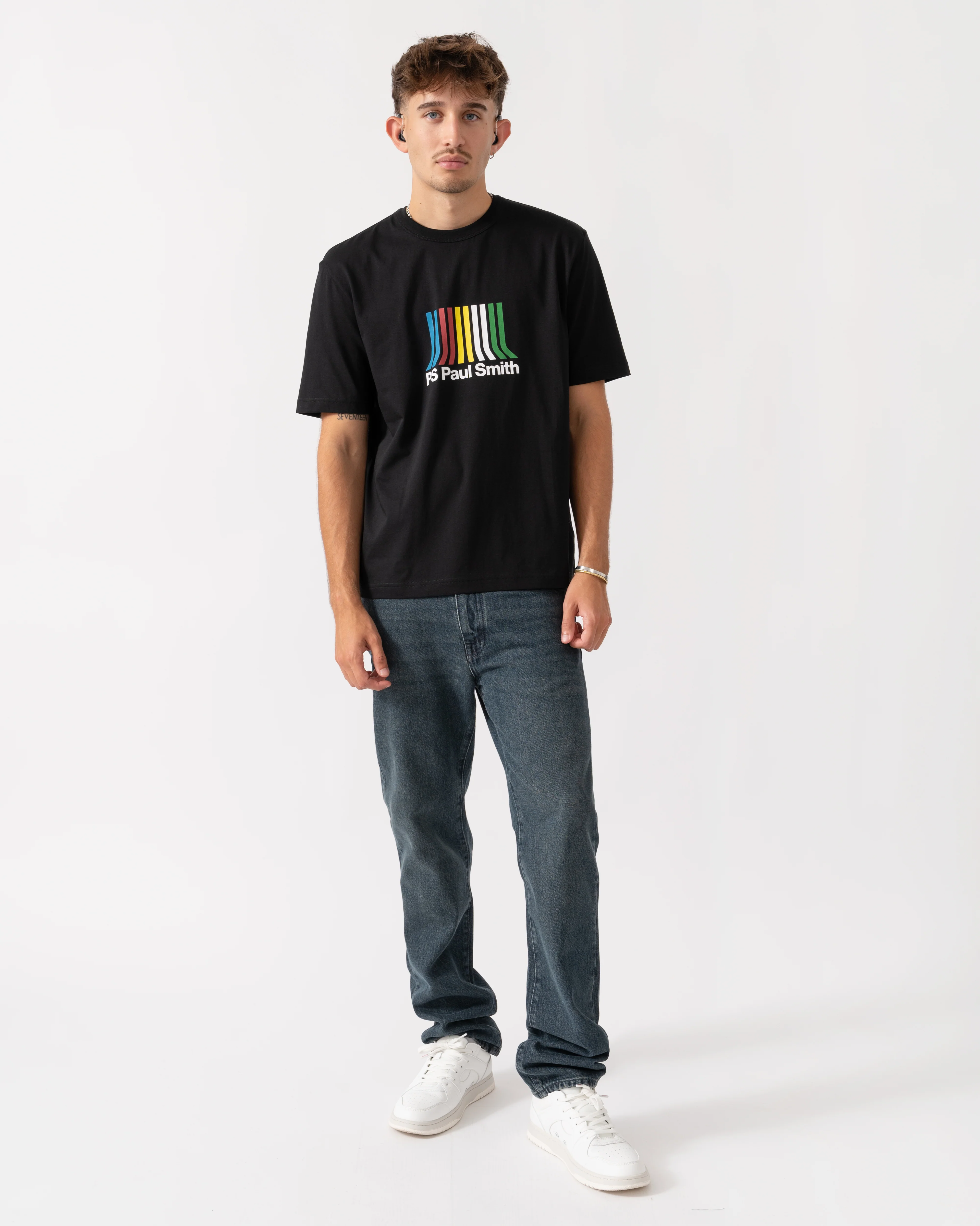 PS Paul Smith Mens Casual Fit Short Sleeve PS Stripe T-Shirt - 79 Black - Image 2