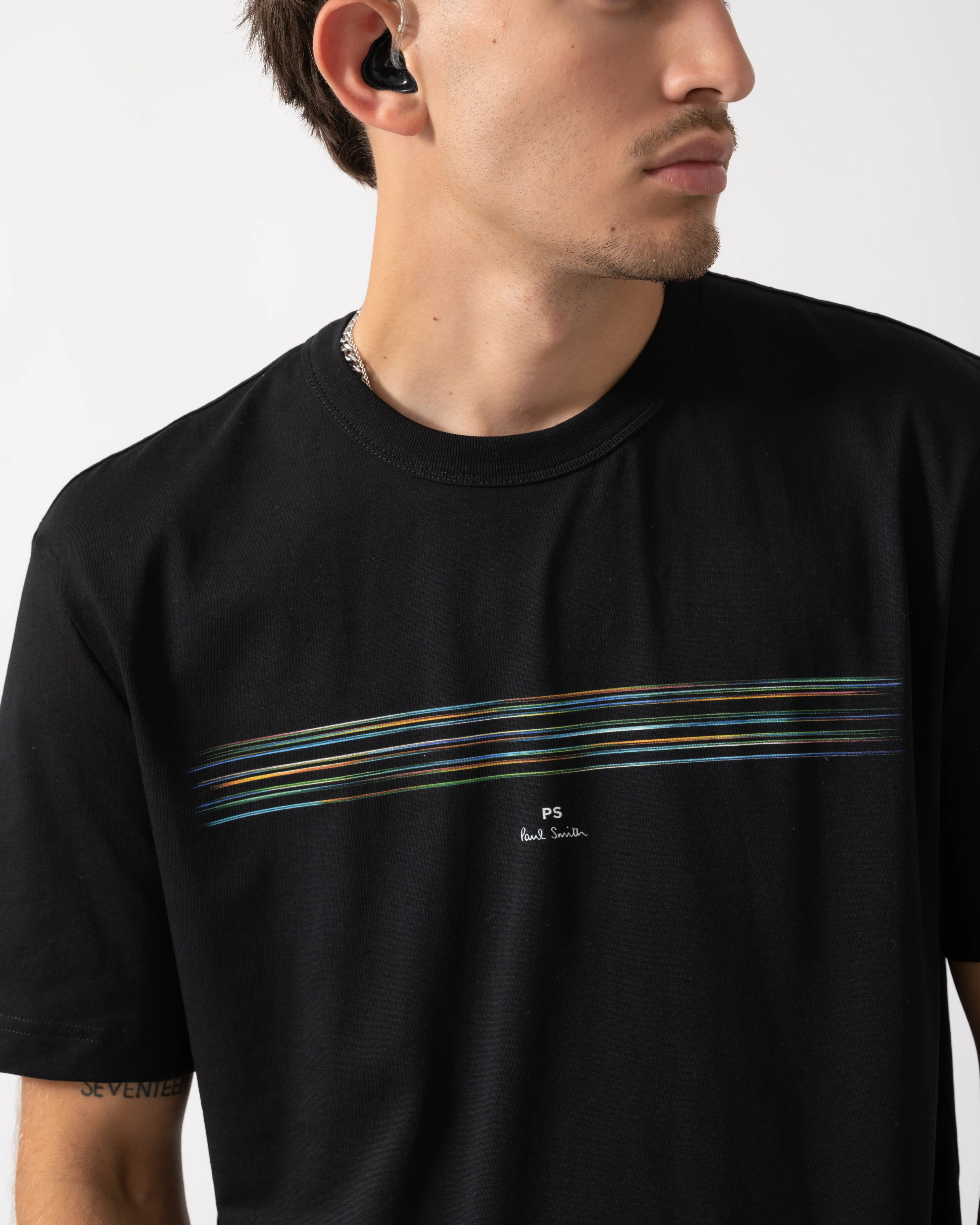 PS Paul Smith Mens Casual Fit Short Sleeve Stripe T-Shirt - 79 Black - Image 3
