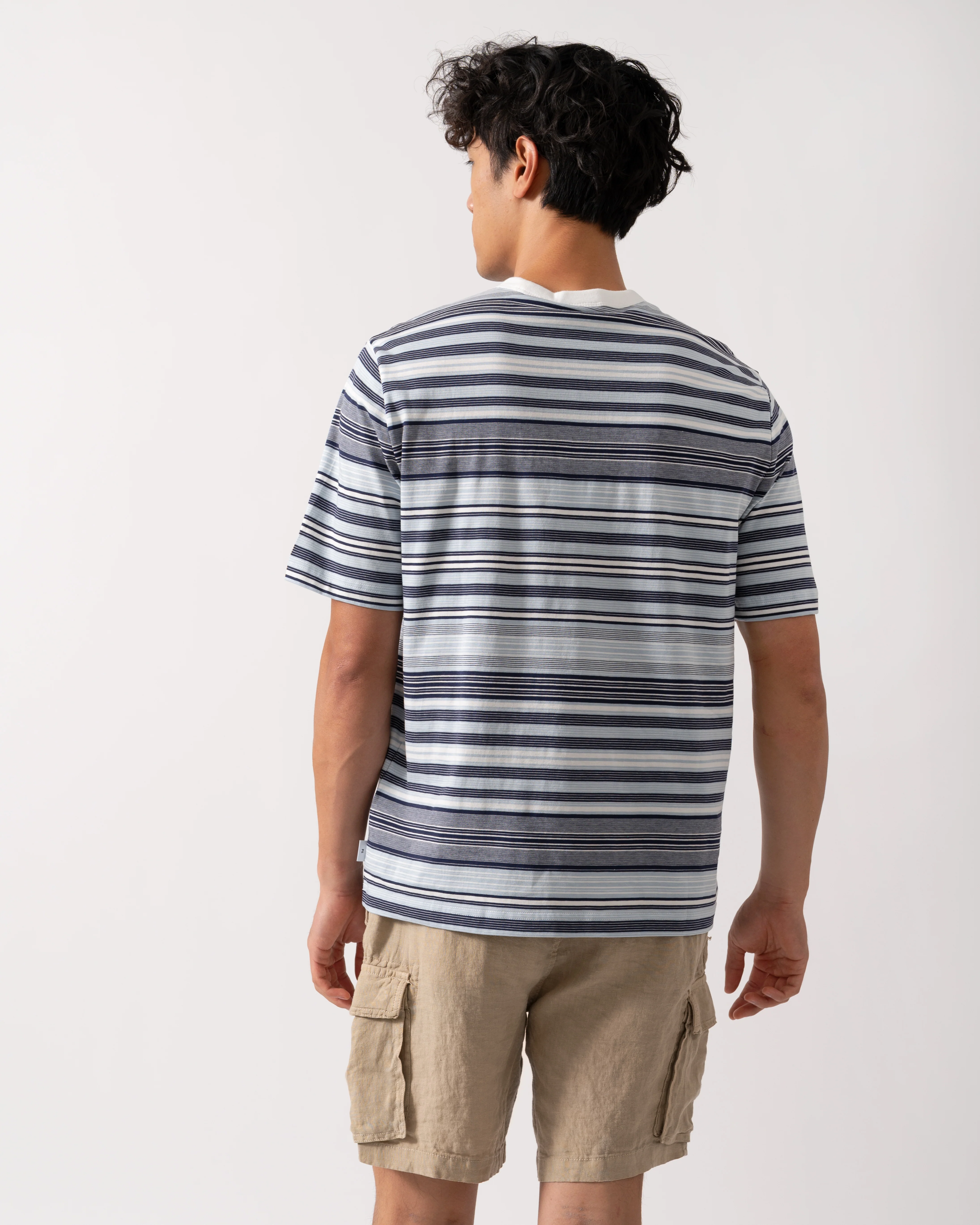 PS Paul Smith Mens Casual Fit T-Shirt - 02 Off White/Blue Stripe - Image 4