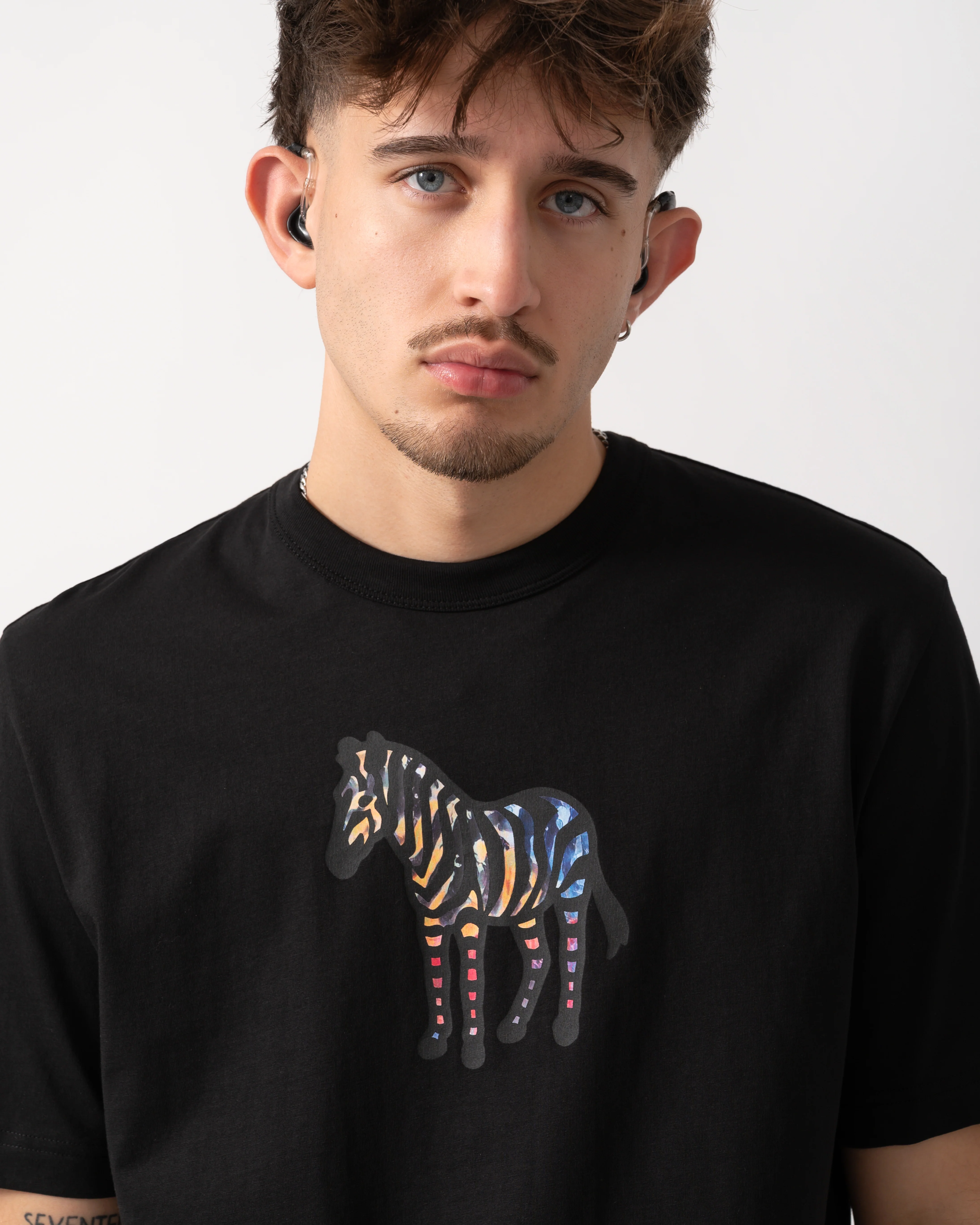 PS Paul Smith Mens Casual Fit Multicolour Zebra T-Shirt - 79 Black - Image 3