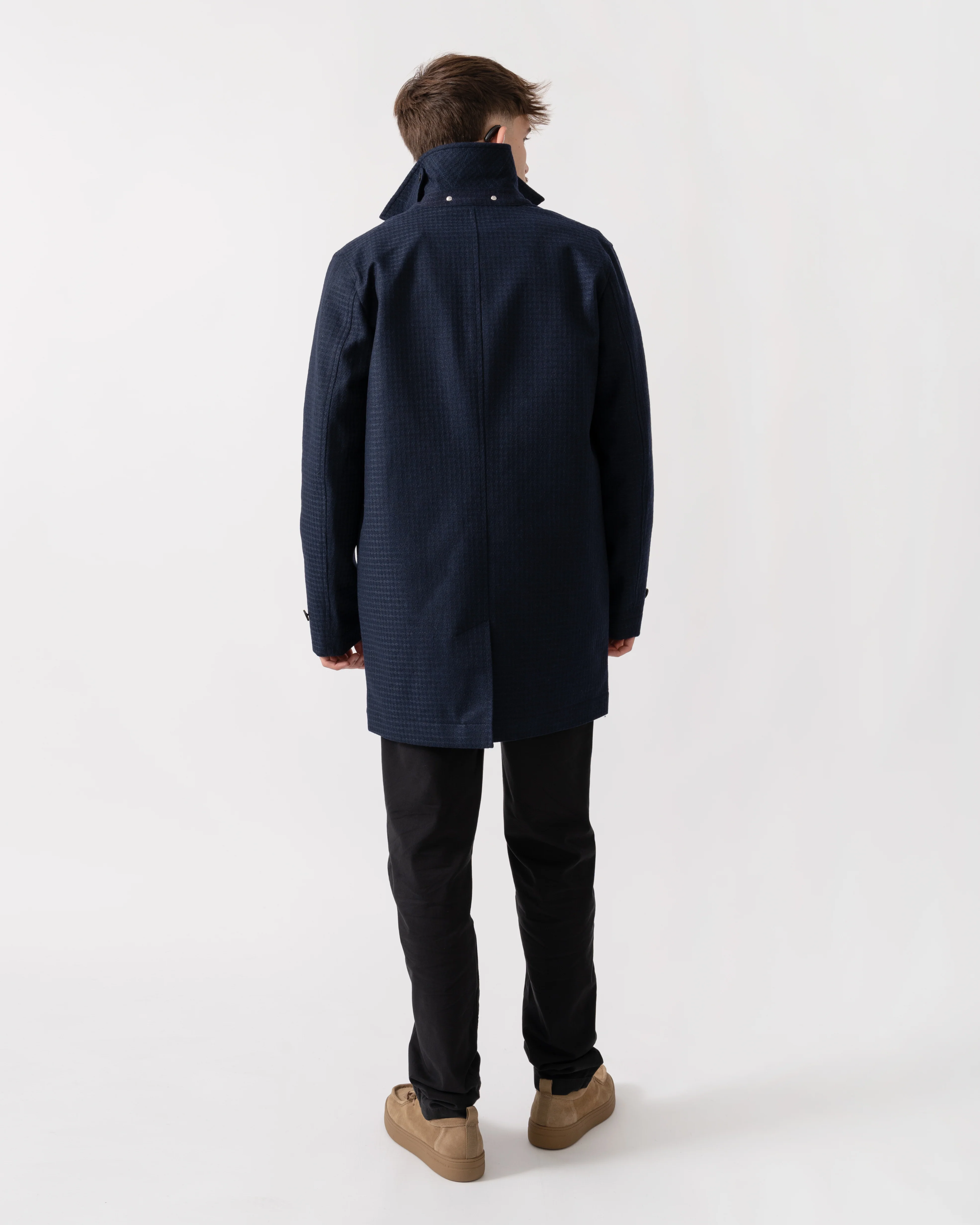 PS Paul Smith Mens Wool-Blend Check Coat - 49 Very Dark Navy - Image 2