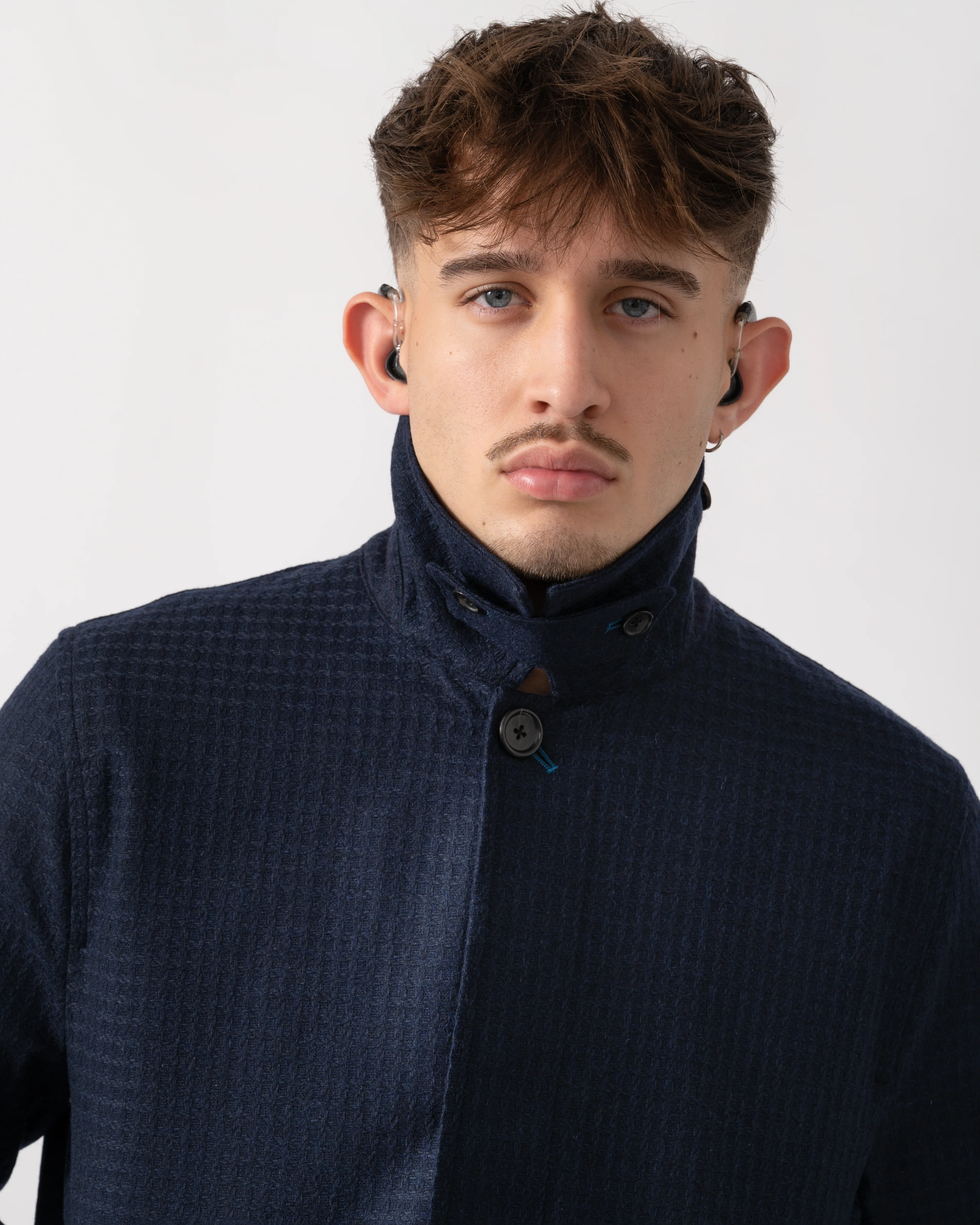 PS Paul Smith Mens Wool-Blend Check Coat - 49 Very Dark Navy - Image 6