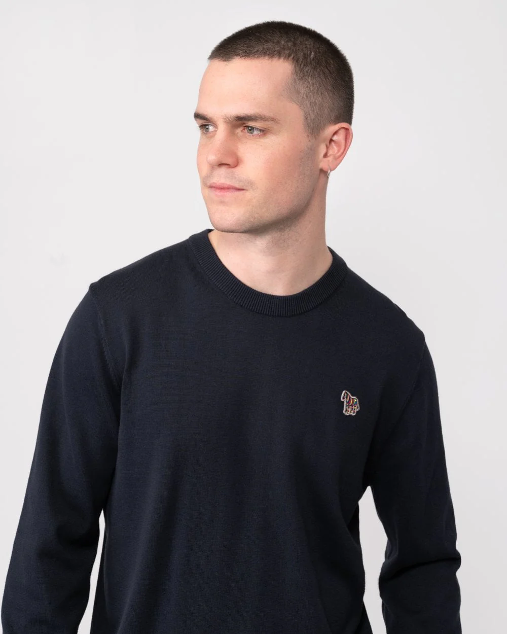 PS Paul Smith Mens Crew Neck Zebra Badge Jumper - 49 Very Dark Navy - Image 2