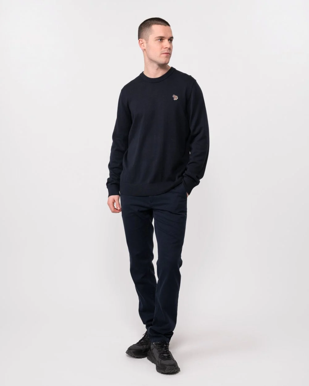 PS Paul Smith Mens Crew Neck Zebra Badge Jumper - 49 Very Dark Navy - Image 3