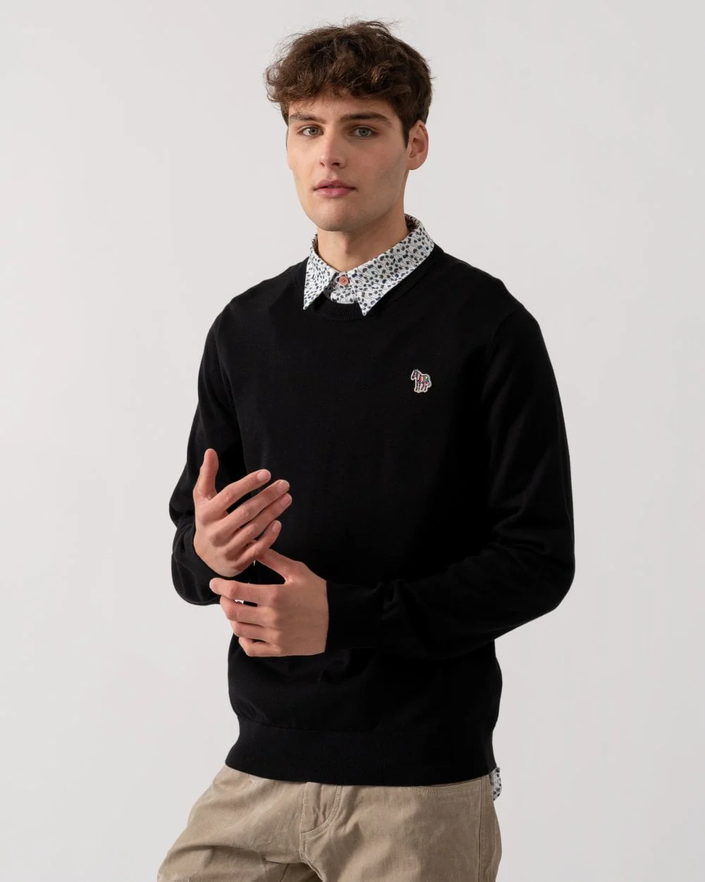 PS Paul Smith Mens Crew Neck Zebra Badge Jumper - 79 Black