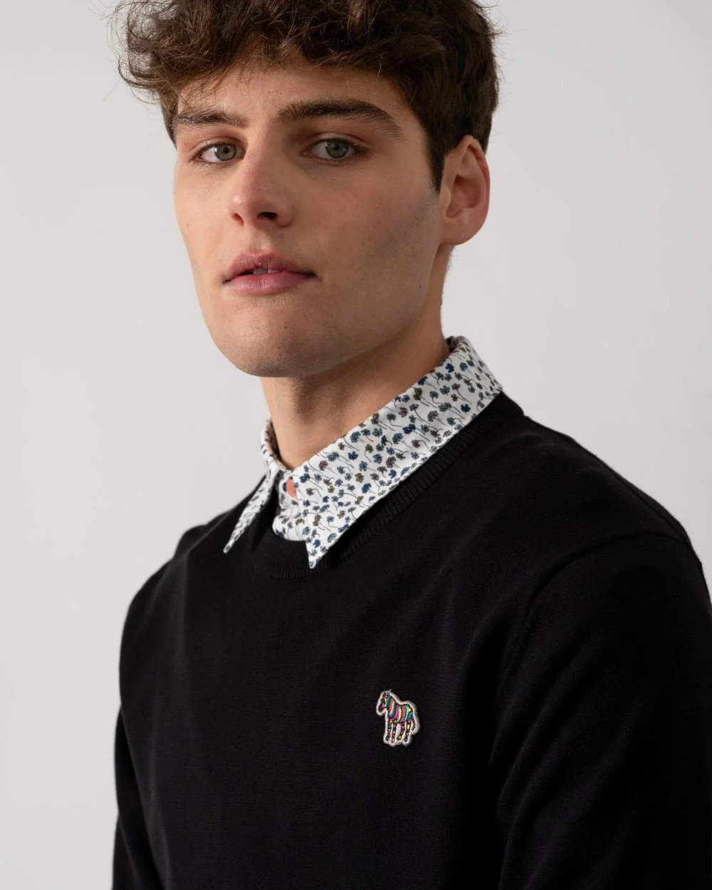 PS Paul Smith Mens Crew Neck Zebra Badge Jumper - 79 Black - Image 2