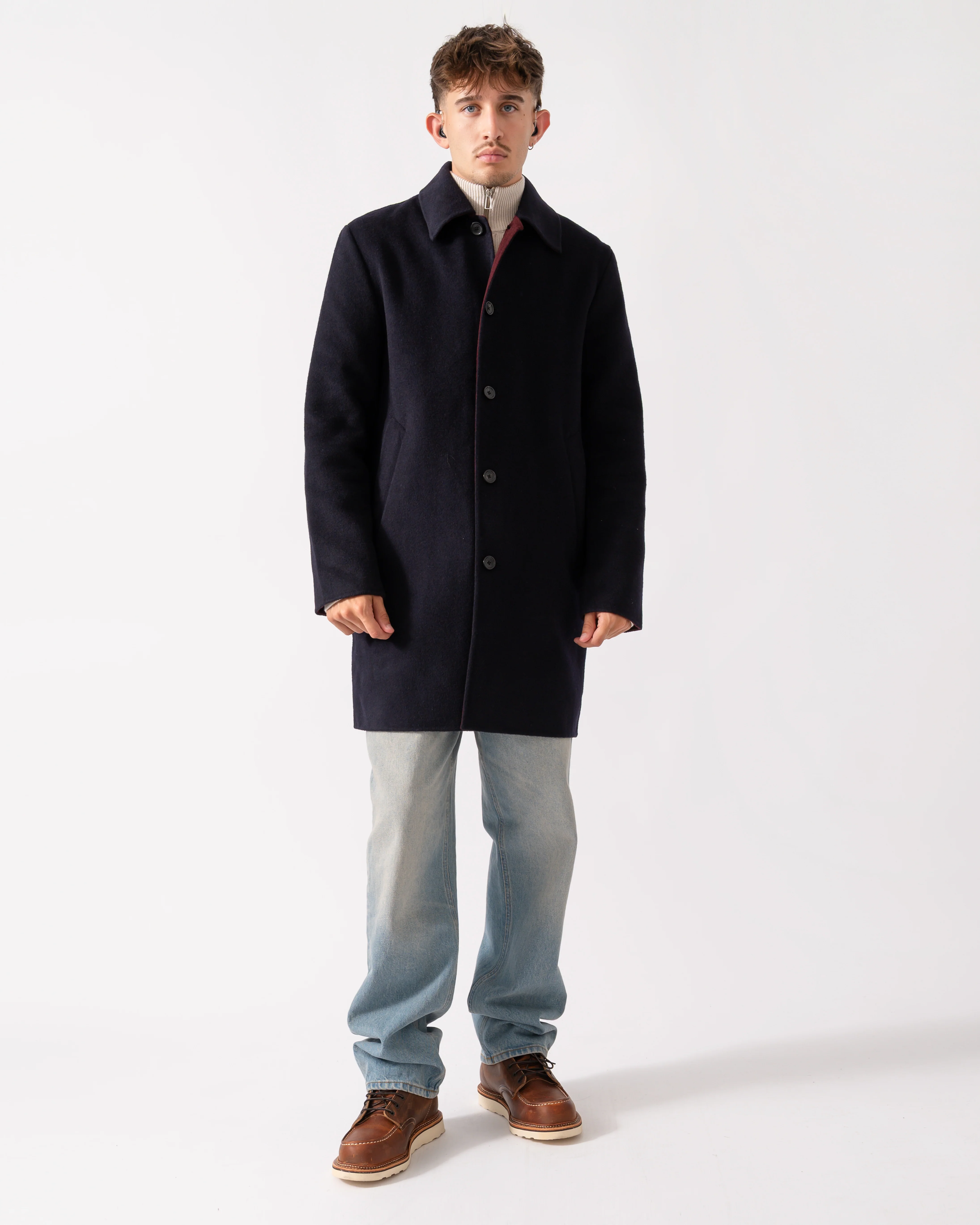 PS Paul Smith Mens Double-Face Wool-Blend Overcoat - 49 Very Dark Navy - Image 3