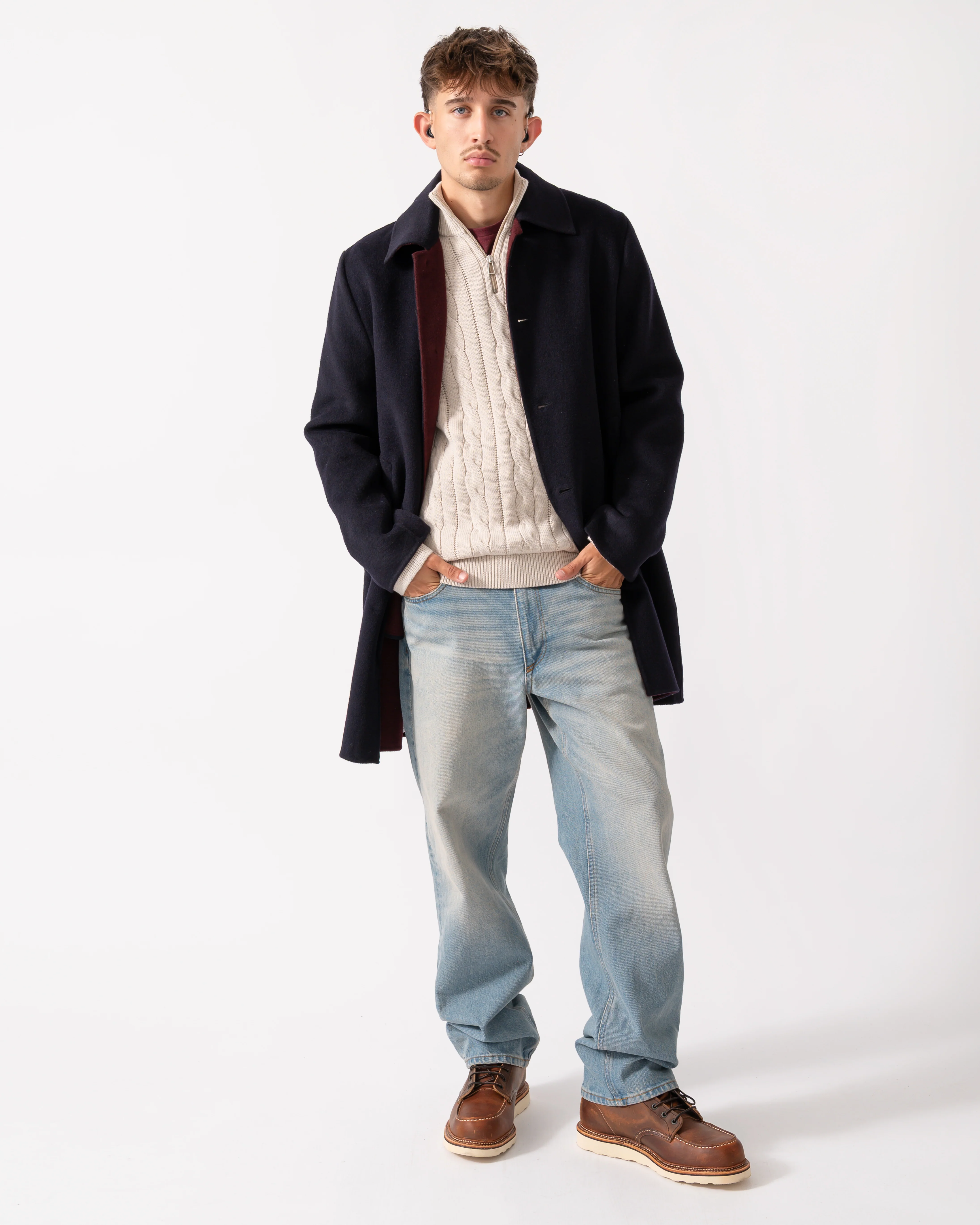 PS Paul Smith Mens Double-Face Wool-Blend Overcoat - 49 Very Dark Navy - Image 4