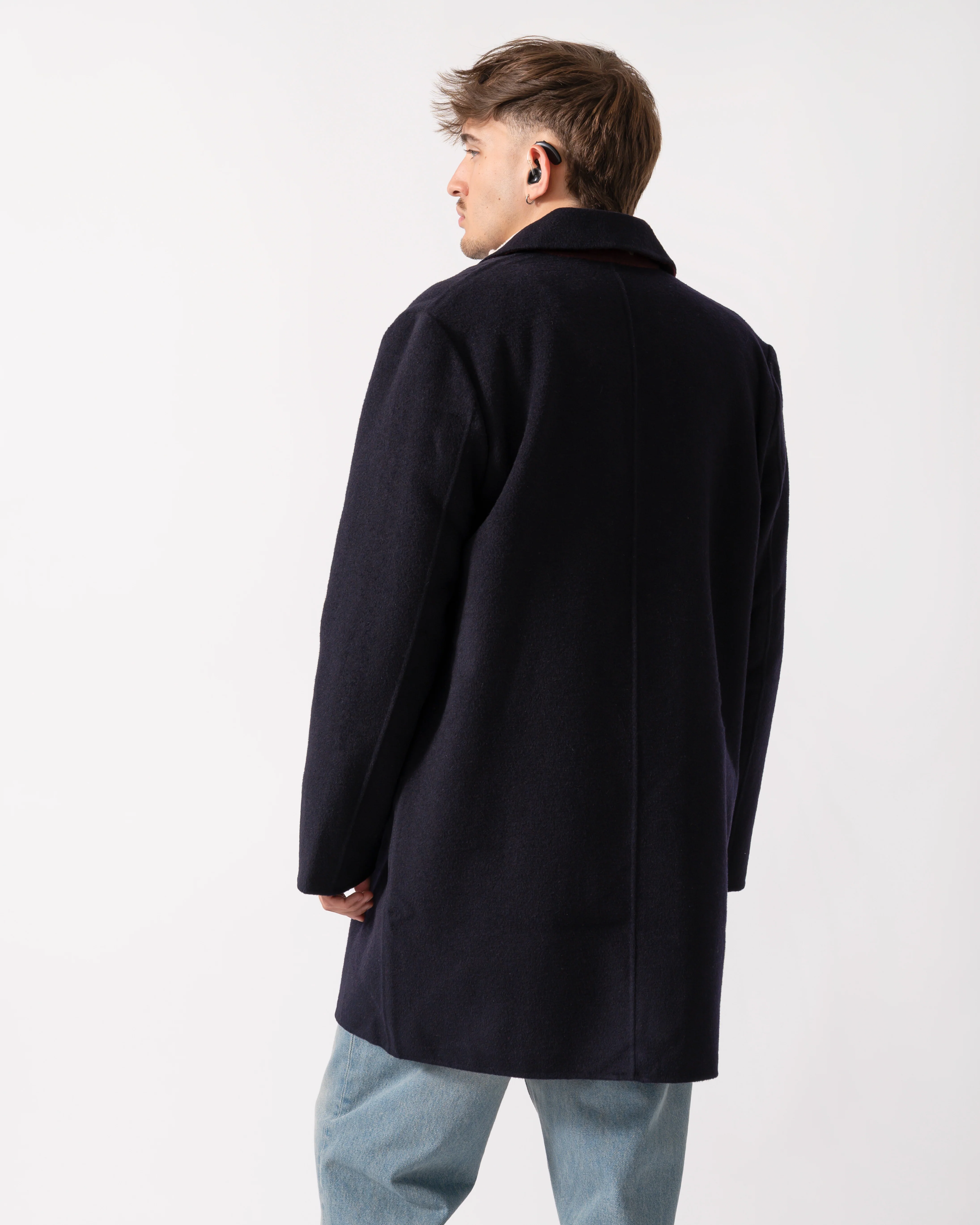 PS Paul Smith Mens Double-Face Wool-Blend Overcoat - 49 Very Dark Navy - Image 7