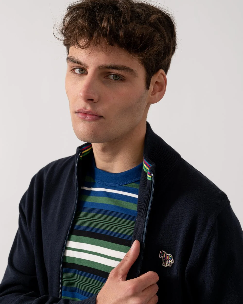 PS Paul Smith Mens Full Zip Cardigan with Zebra Badge - Image 4