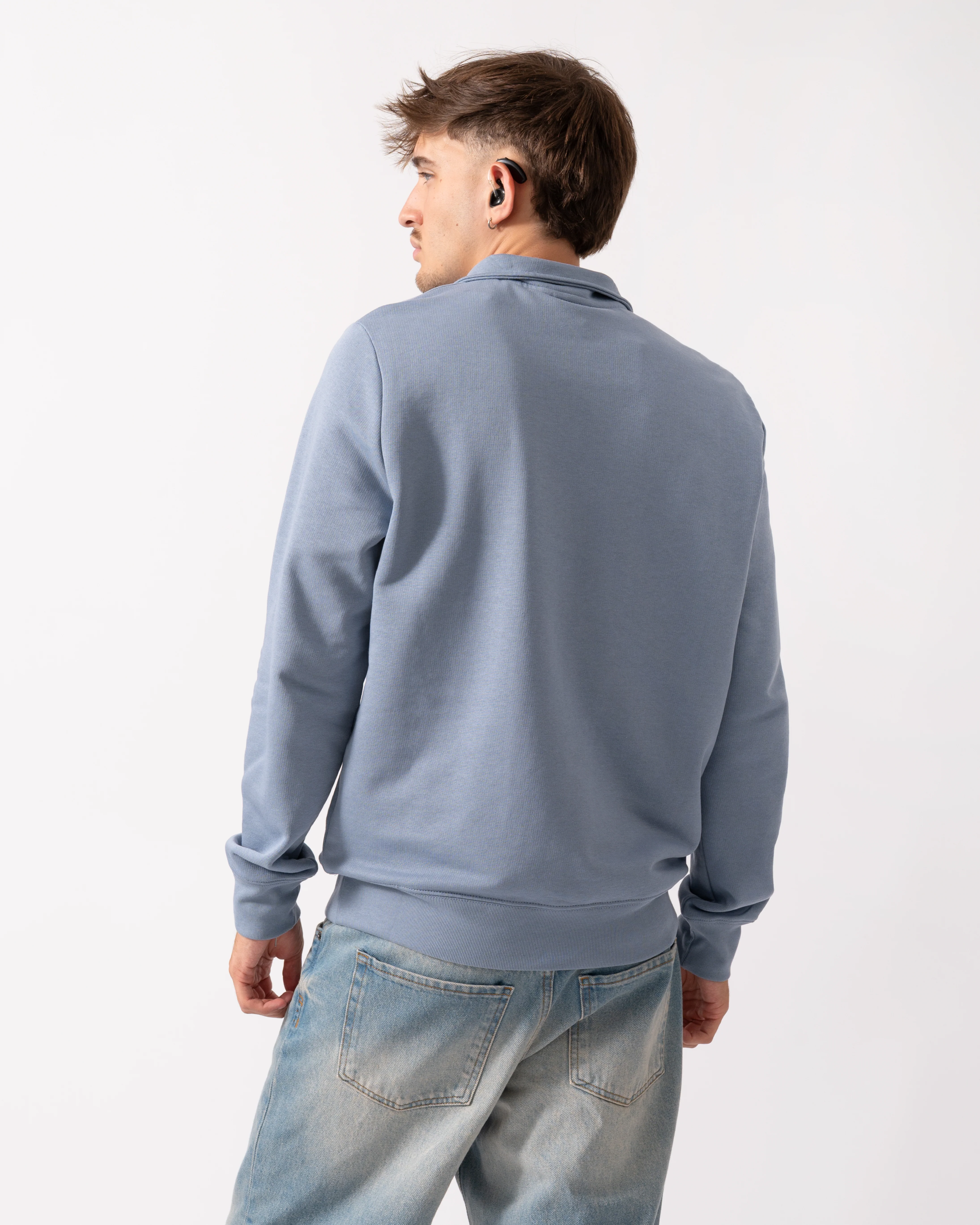 PS Paul Smith Mens Long Sleeve Half Zip Top with Zebra Logo - 43G Greyish Blue - Image 4