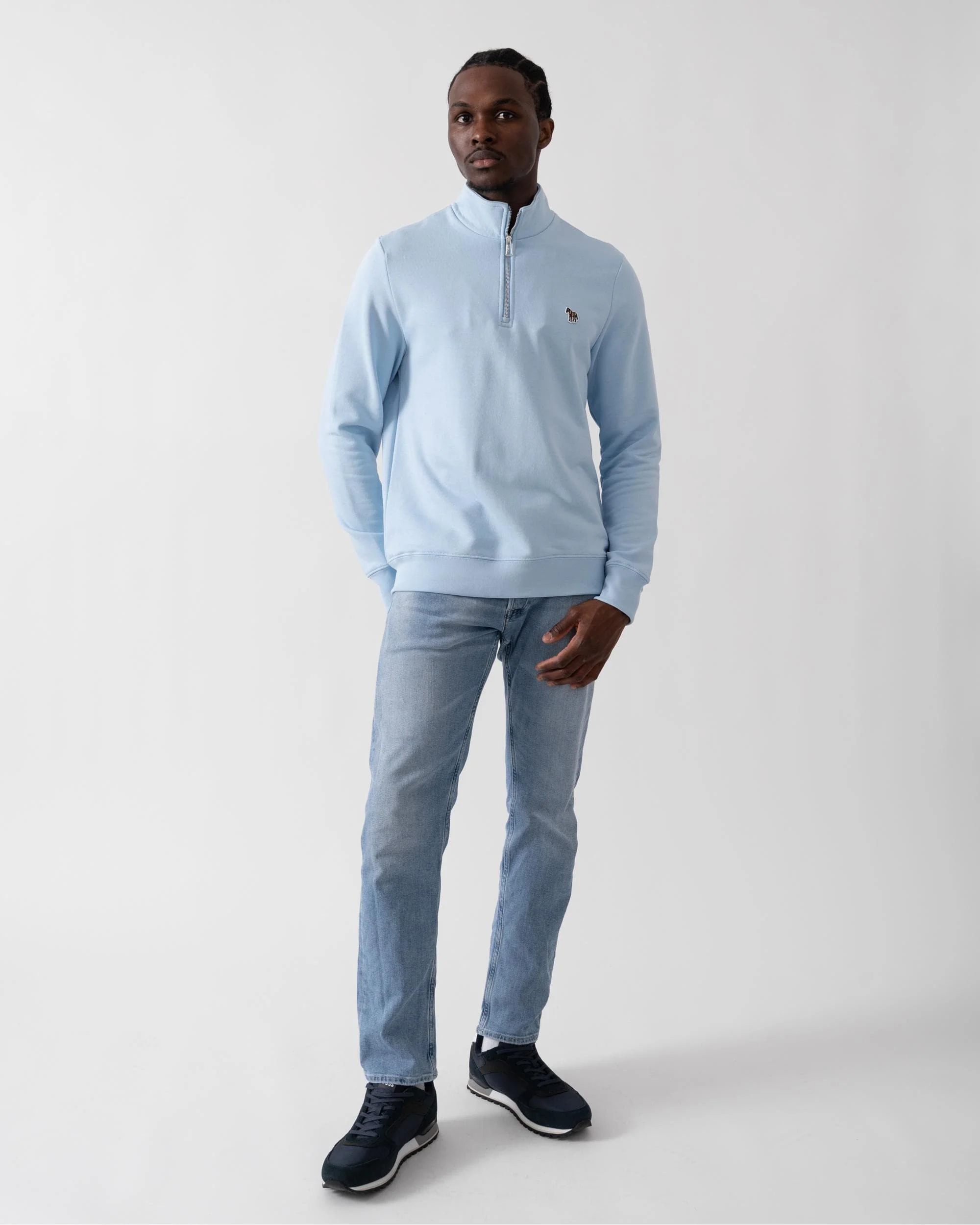 PS Paul Smith Mens Long Sleeve Regular Fit Half Zip Zebra Logo Sweatshirt - 41E Blue - Image 3